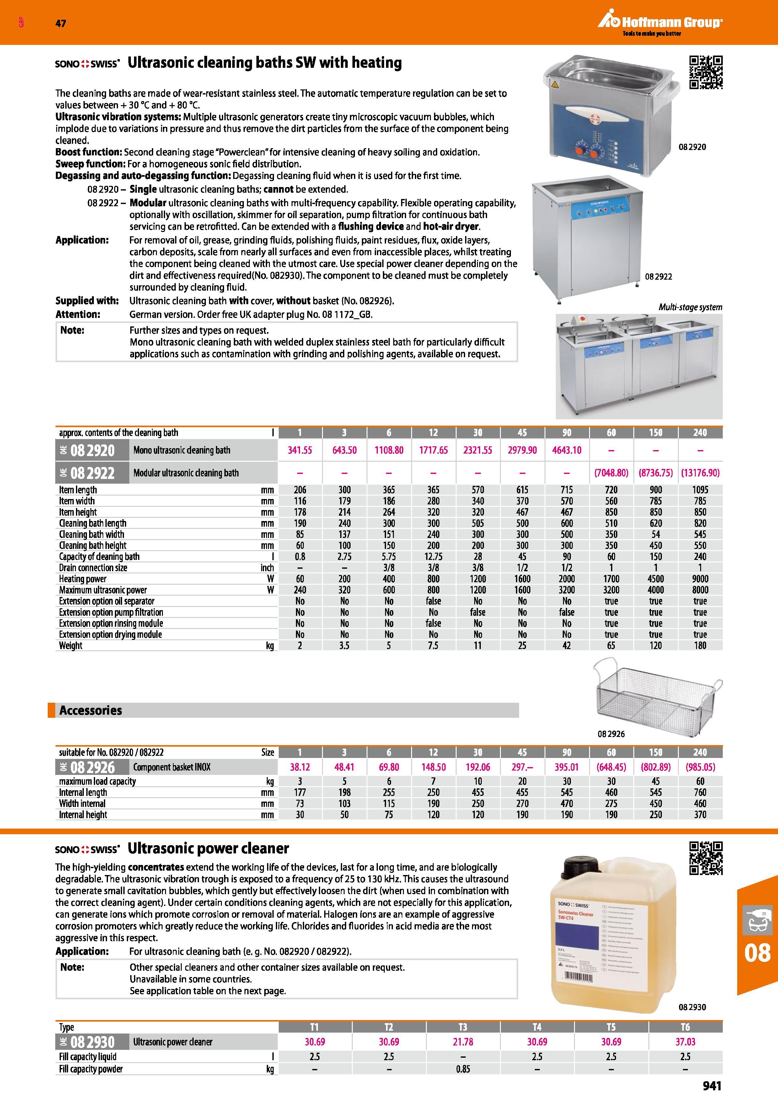 941 Hoffmann Group 47 sono;rswiss Ultrasonic cleaning baths SW with heating The cleaning baths are made of wear-resistant stainless steel The automat Каталог HOFFMANN GROUP 2016 Ручной слесарно-монтажный и измерительный инструмент и оборудование от комплексного поставщика промышленных предприятий Вер. 47 Англ. Стр. 941