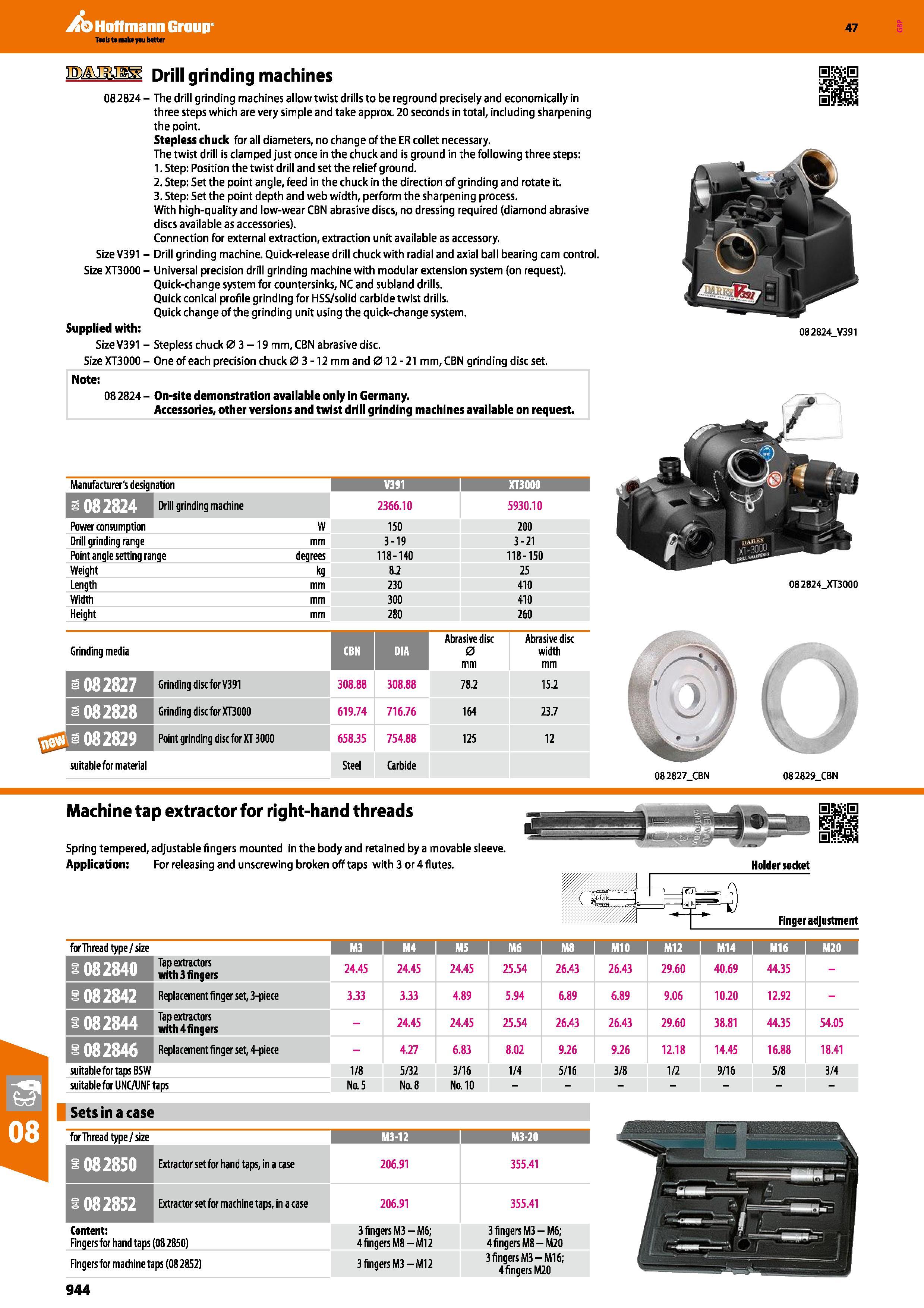 944 Hoffmann Group 47 jMJjBUg Drill grinding machines 082824- The drill grinding machines allow twist drills to be reground precisely and economicall Каталог HOFFMANN GROUP 2016 Ручной слесарно-монтажный и измерительный инструмент и оборудование от комплексного поставщика промышленных предприятий Вер. 47 Англ. Стр. 944