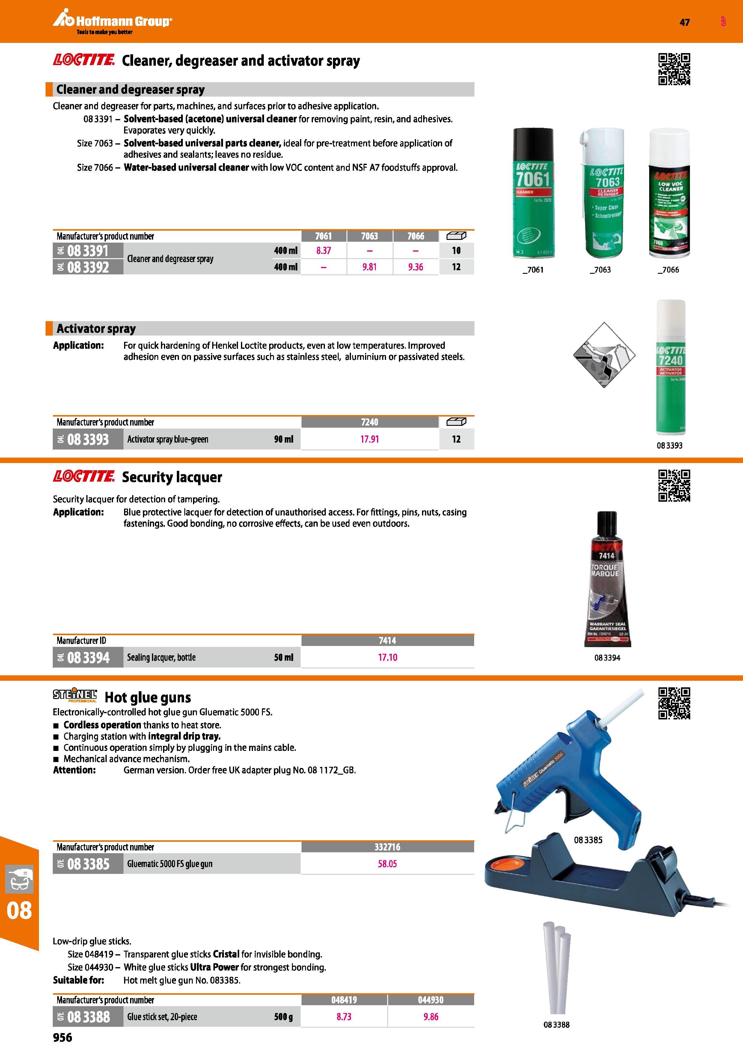 956 Hoffmann Group EMGTITE Cleaner, degreaser and activator spray 47 Cleaner and degreaser spray Cleaner and degreaser for parts, machines, and surfa Каталог HOFFMANN GROUP 2016 Ручной слесарно-монтажный и измерительный инструмент и оборудование от комплексного поставщика промышленных предприятий Вер. 47 Англ. Стр. 956