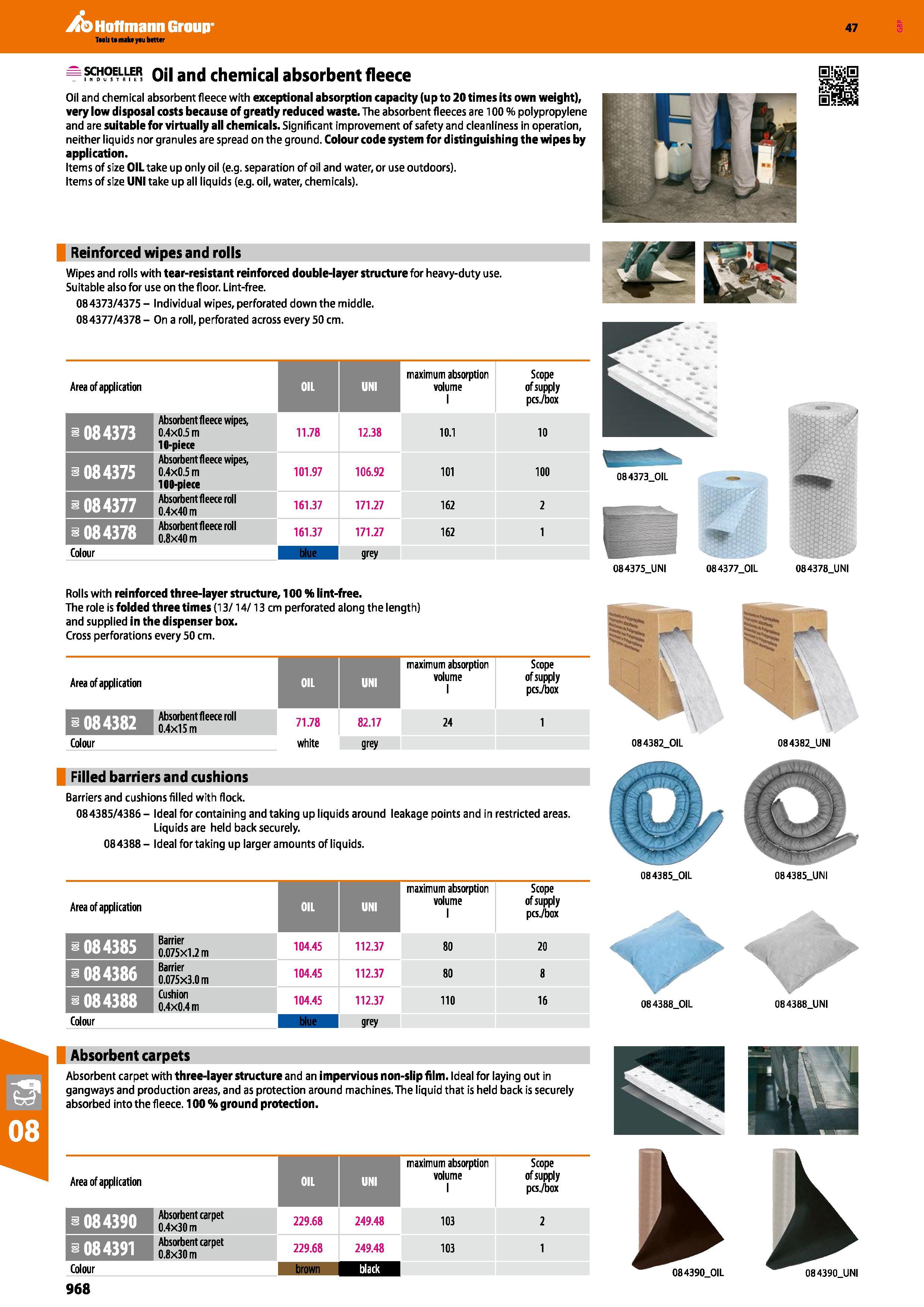 968 Hoffmann Group 47 S °ELLE” Oil and chemical absorbent fleece Oil and chemical absorbent fleece with exceptional absorption capacity (up to 20 tim Каталог HOFFMANN GROUP 2016 Ручной слесарно-монтажный и измерительный инструмент и оборудование от комплексного поставщика промышленных предприятий Вер. 47 Англ. Стр. 968
