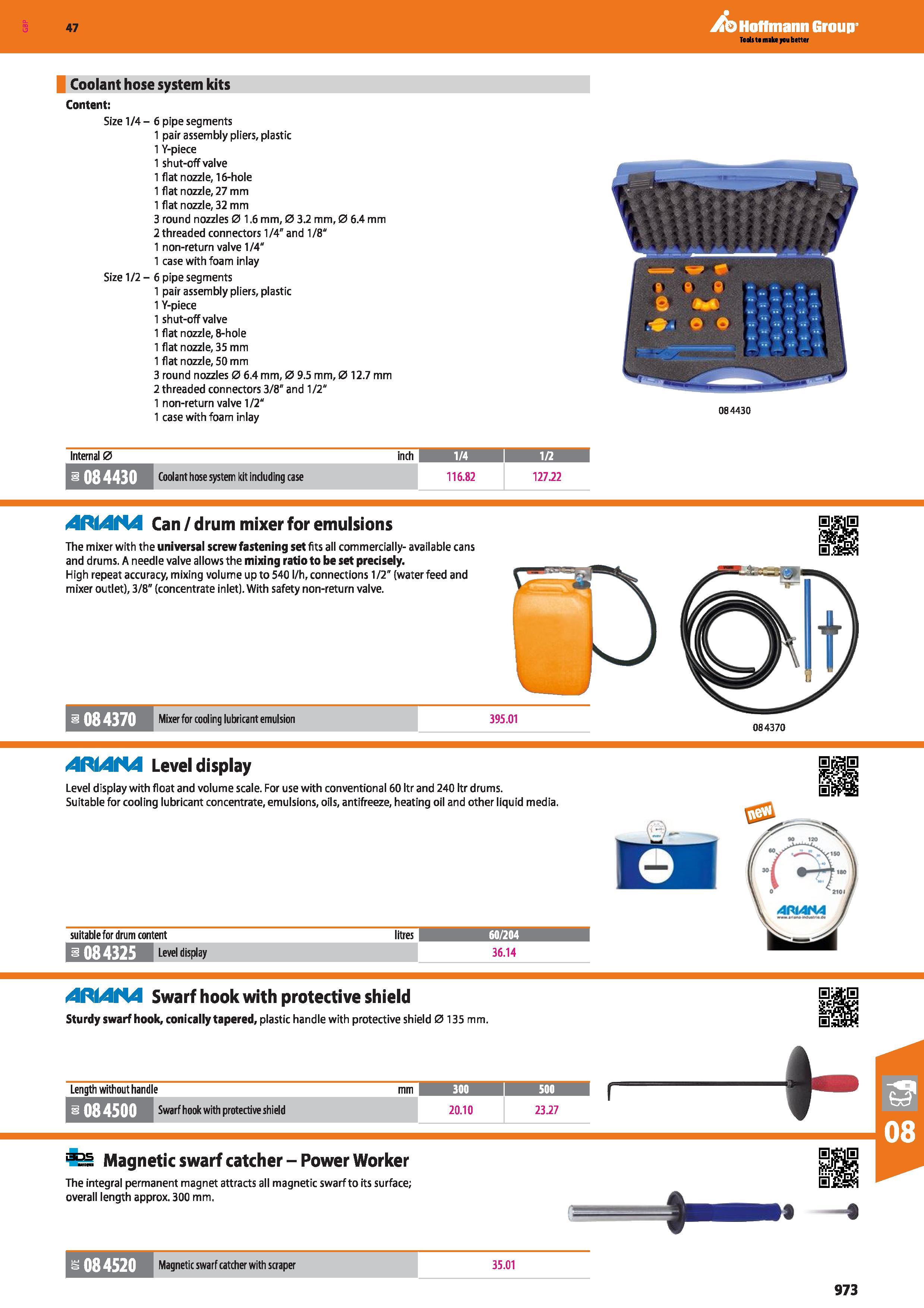 973 Hoffmann Group 47 Coolant hose system kits Content: Size 1/4 - 6 pipe segments 1 pair assembly pliers, plastic 1 Y-piece 1 shut-offvalve 1 flat n Каталог HOFFMANN GROUP 2016 Ручной слесарно-монтажный и измерительный инструмент и оборудование от комплексного поставщика промышленных предприятий Вер. 47 Англ. Стр. 973