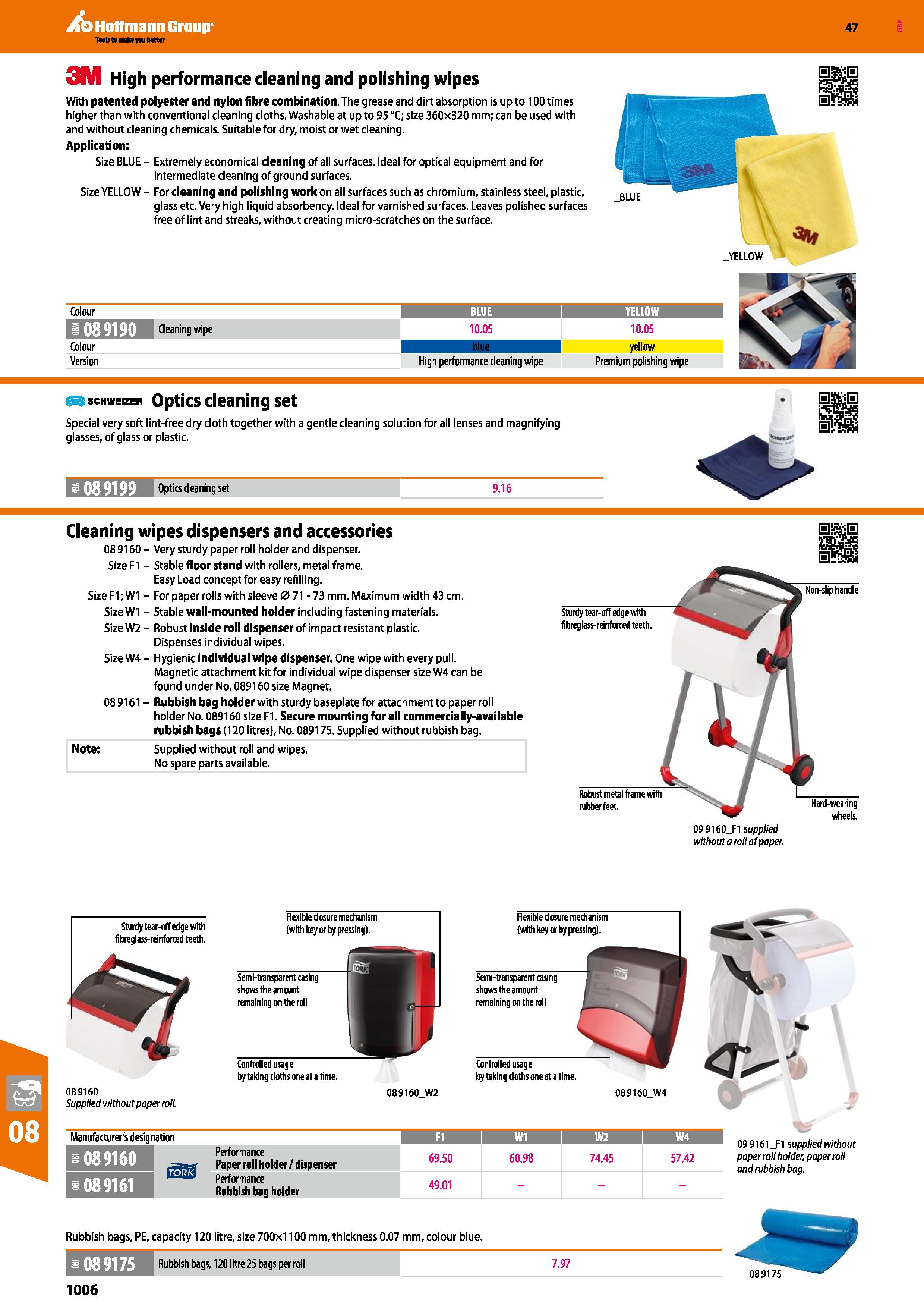 1006 Hoffmann Group 3M High performance cleaning and polishing wipes With patented polyester and nylon fibre combination The grease and dirt absorptio Каталог HOFFMANN GROUP 2016 Ручной слесарно-монтажный и измерительный инструмент и оборудование от комплексного поставщика промышленных предприятий Вер. 47 Англ. Стр. 1006