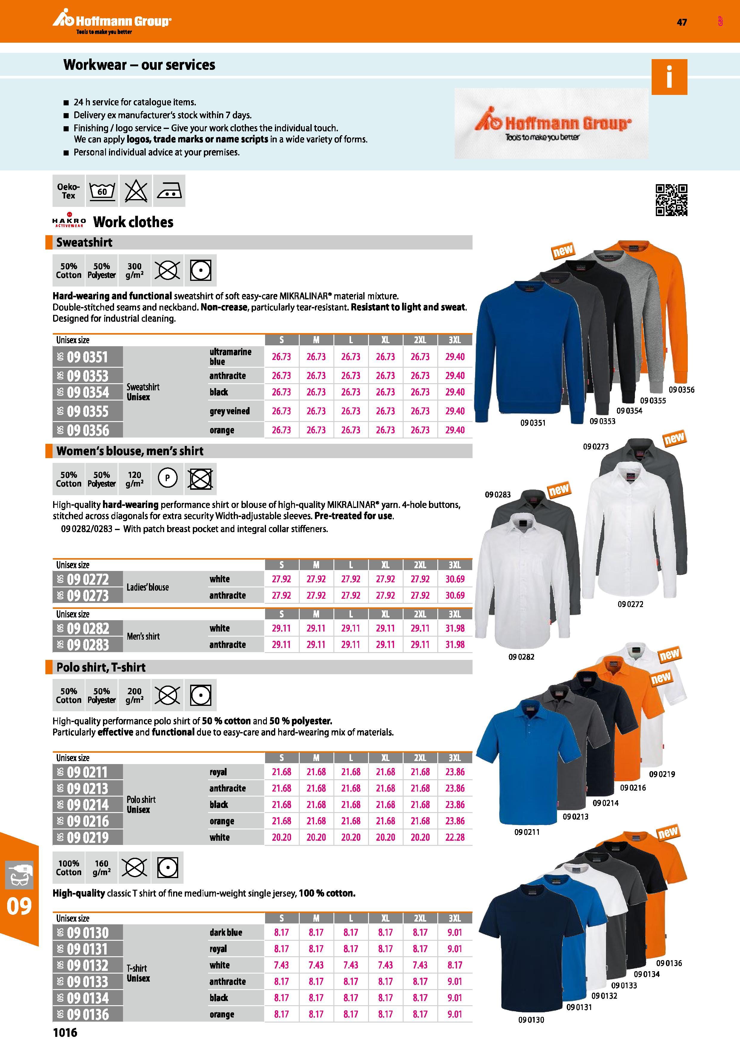 1016 Hoffmann Group 47 Workwear - our services 24 h service for catalogue items Delivery ex manufacturer's stock within 7 days Finishing / logo servic Каталог HOFFMANN GROUP 2016 Ручной слесарно-монтажный и измерительный инструмент и оборудование от комплексного поставщика промышленных предприятий Вер. 47 Англ. Стр. 1016