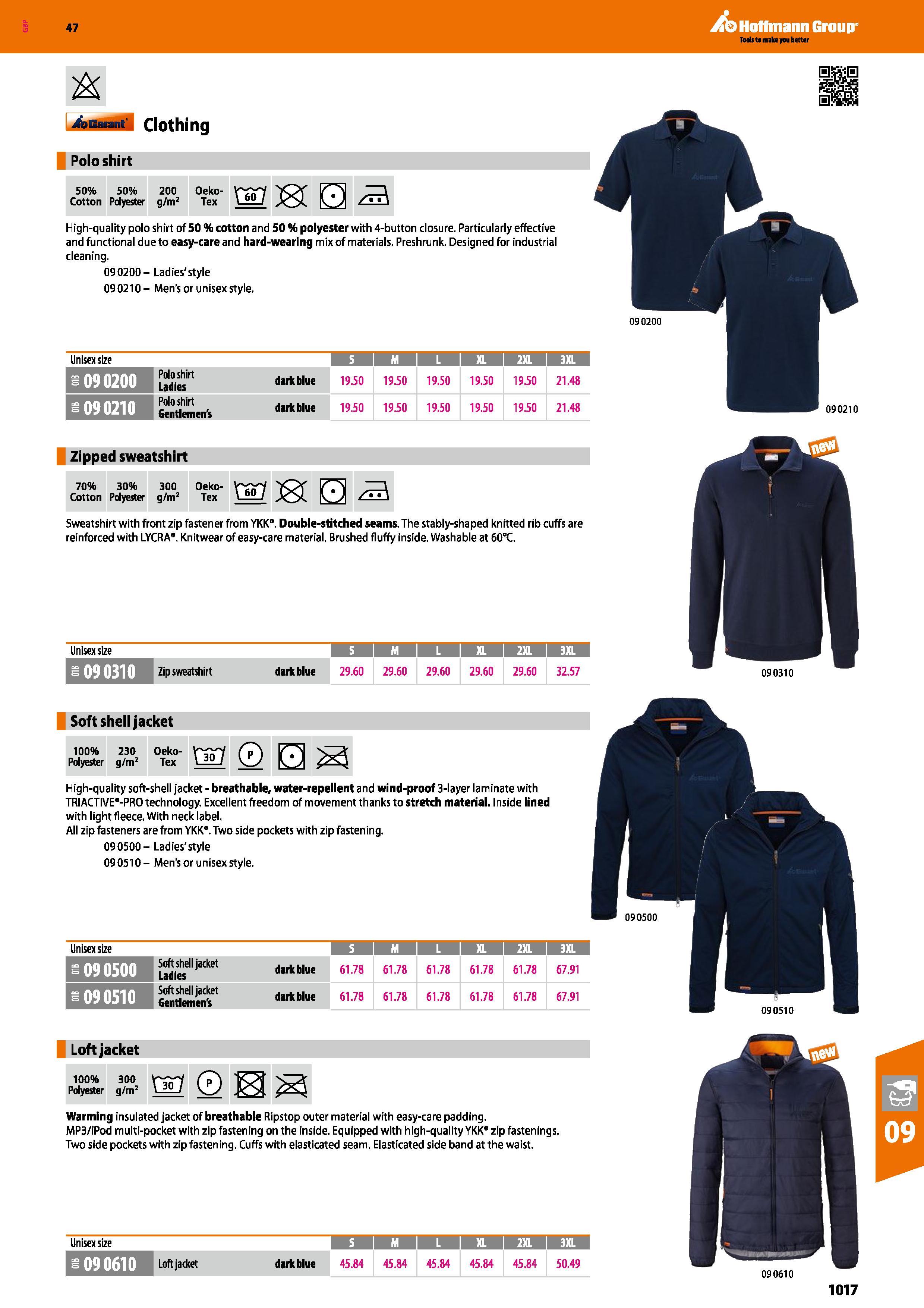 1017 Auarant Clothing Polo shirt 50% Cotton 50% Polyester 200 g/m2 Oeko- Tex ran High-quality polo shirt of 50 % cotton and 50 % polyester with 4-butt Каталог HOFFMANN GROUP 2016 Ручной слесарно-монтажный и измерительный инструмент и оборудование от комплексного поставщика промышленных предприятий Вер. 47 Англ. Стр. 1017