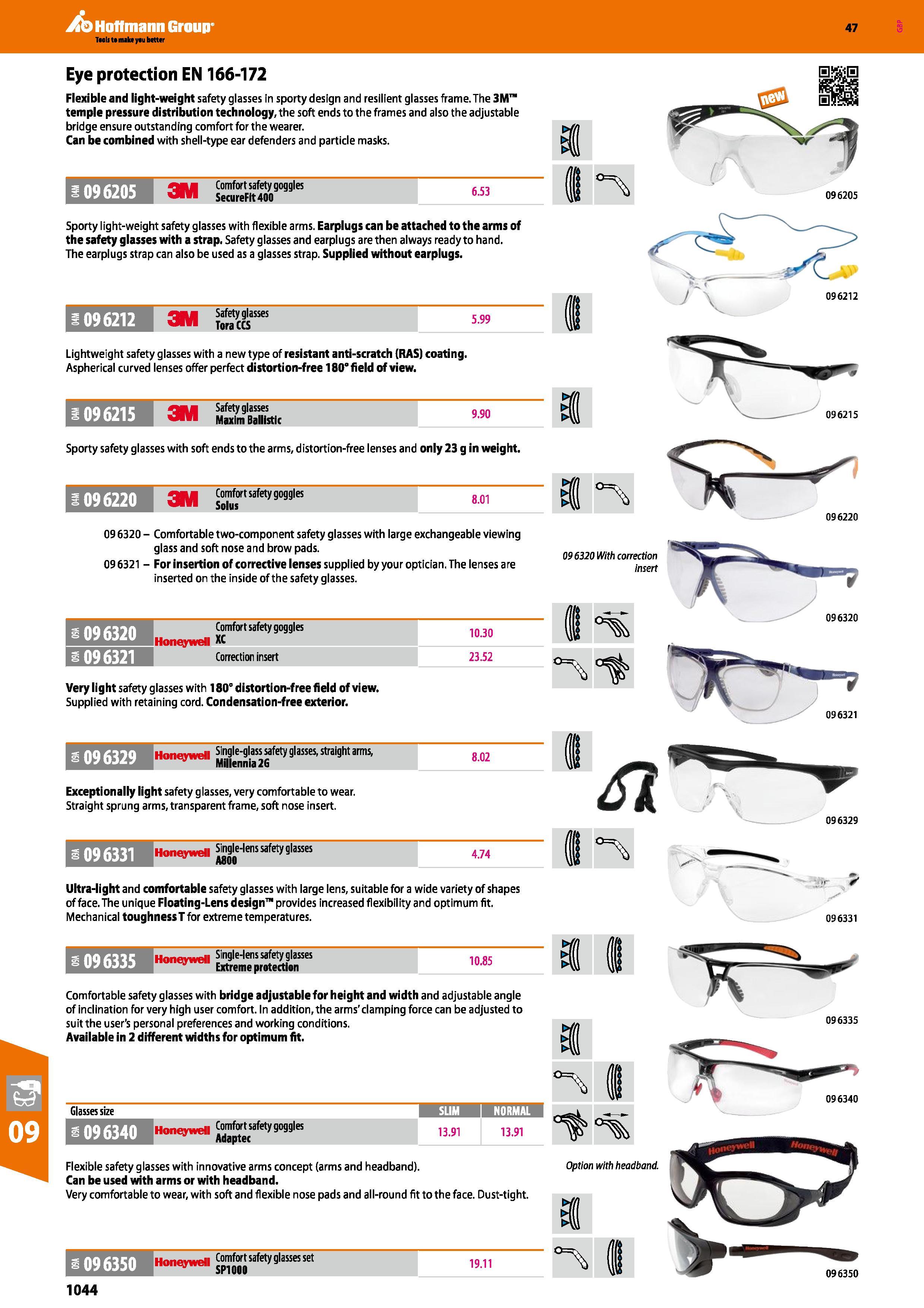 1044 Hoffmann Group 47 Eye protection EN 166-172 Flexible and light-weight safety glasses in sporty design and resilient glasses frame The 3M temple p Каталог HOFFMANN GROUP 2016 Ручной слесарно-монтажный и измерительный инструмент и оборудование от комплексного поставщика промышленных предприятий Вер. 47 Англ. Стр. 1044