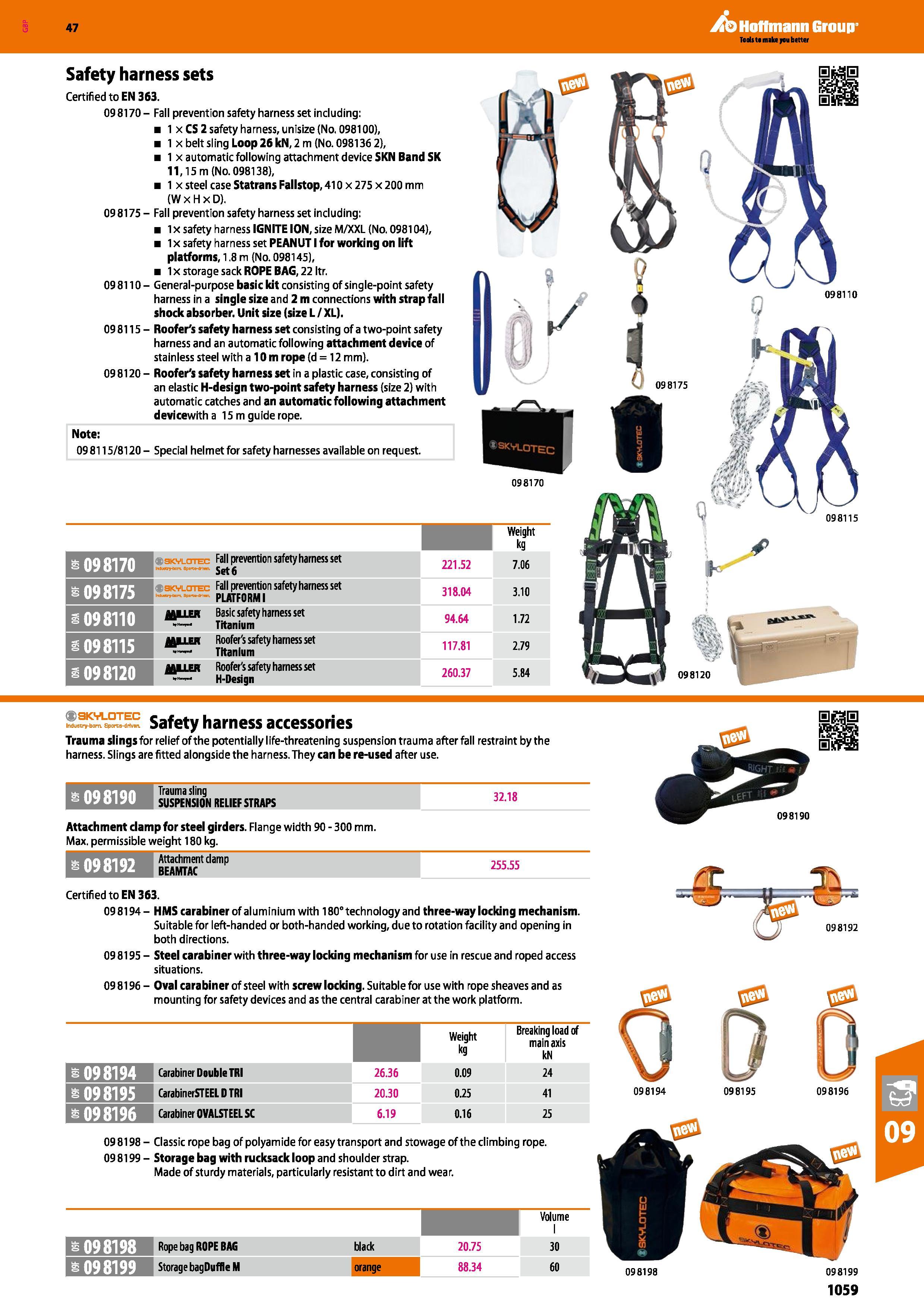 1059 Weight kg 098170 Fall prevention safety harness set Industry-born 8porta-<ii en 221 52 7 06 s 09817 5 <8 Fall prevention safety harness set PLATF Каталог HOFFMANN GROUP 2016 Ручной слесарно-монтажный и измерительный инструмент и оборудование от комплексного поставщика промышленных предприятий Вер. 47 Англ. Стр. 1059