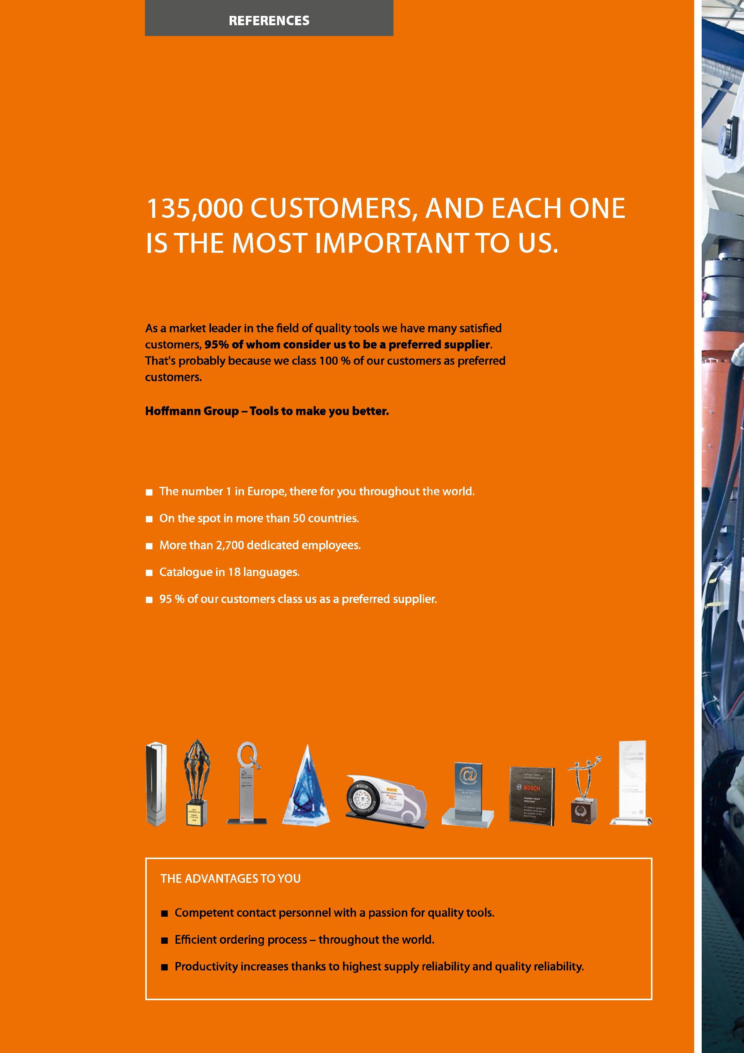 16 REFERENCES 135,000 CUSTOMERS, AND EACH ONE IS THE MOST IMPORTANT TO US As a market leader in the field of quality tools we have many satisfied cu Каталог HOFFMANN GROUP 2016 Станочный режущий и вспомогательный инструмент для металлорежущих универсальных станков центров и комплексов с ЧПУ Версия 47 Стр. 