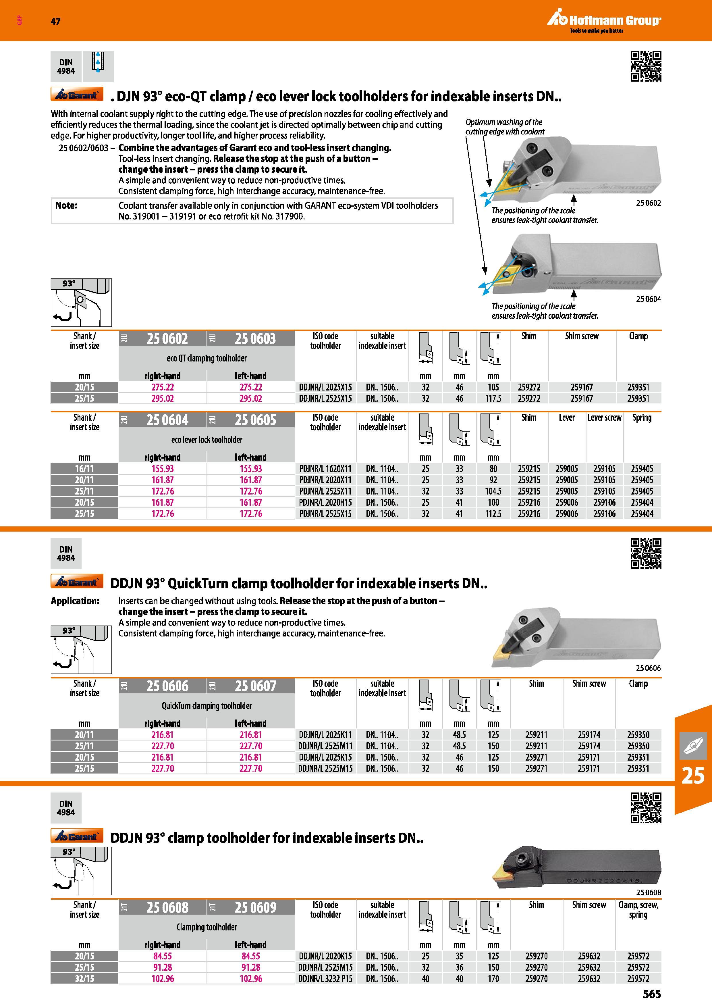565 bGaiant qjn 93° eco-QT damp / eco lever lock toolholders for indexable inserts DN With internal coolant supply right to the cutting edge The use Каталог HOFFMANN GROUP 2016 Станочный режущий и вспомогательный инструмент для металлорежущих универсальных станков центров и комплексов с ЧПУ Версия 47 Стр. 565