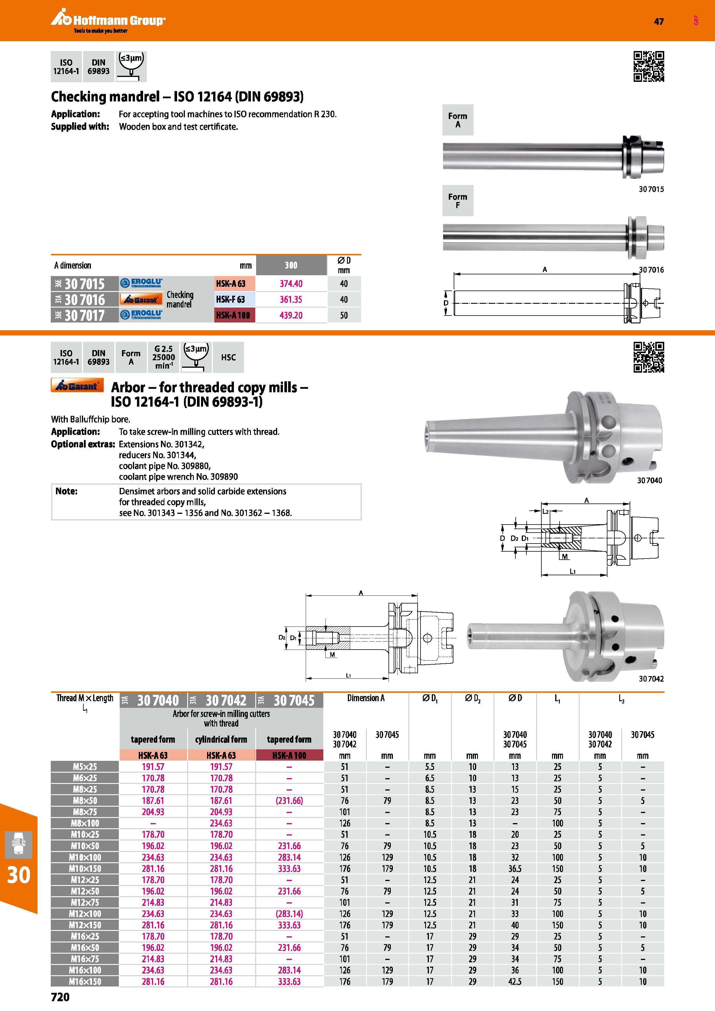 720 Hoffmann Group 47 Checking mandrel - IS012164 (DIN 69893) Application: For accepting tool machines to ISO recommendation R 230 Form Supplied with Каталог HOFFMANN GROUP 2016 Станочный режущий и вспомогательный инструмент для металлорежущих универсальных станков центров и комплексов с ЧПУ Версия 47 Стр. 720