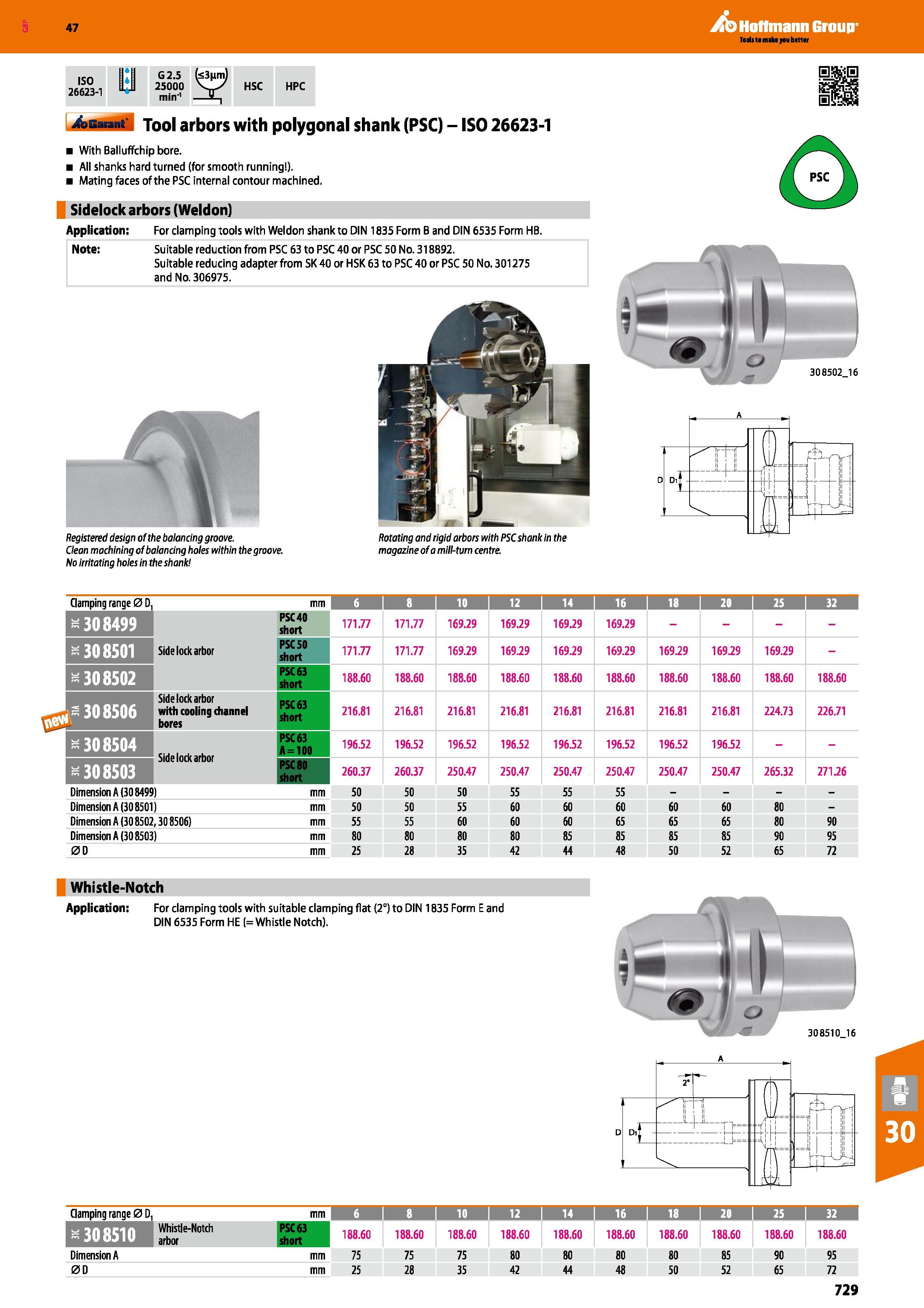 729 Hoffmann Group 47 ISO 0 26623-1 G2 5 (<3nm) 25000 VV HSC HPC 4asat M Tool arbors with polygonal shank (PSC) - ISO 26623-1 With Balluffchip bore A Каталог HOFFMANN GROUP 2016 Станочный режущий и вспомогательный инструмент для металлорежущих универсальных станков центров и комплексов с ЧПУ Версия 47 Стр. 729