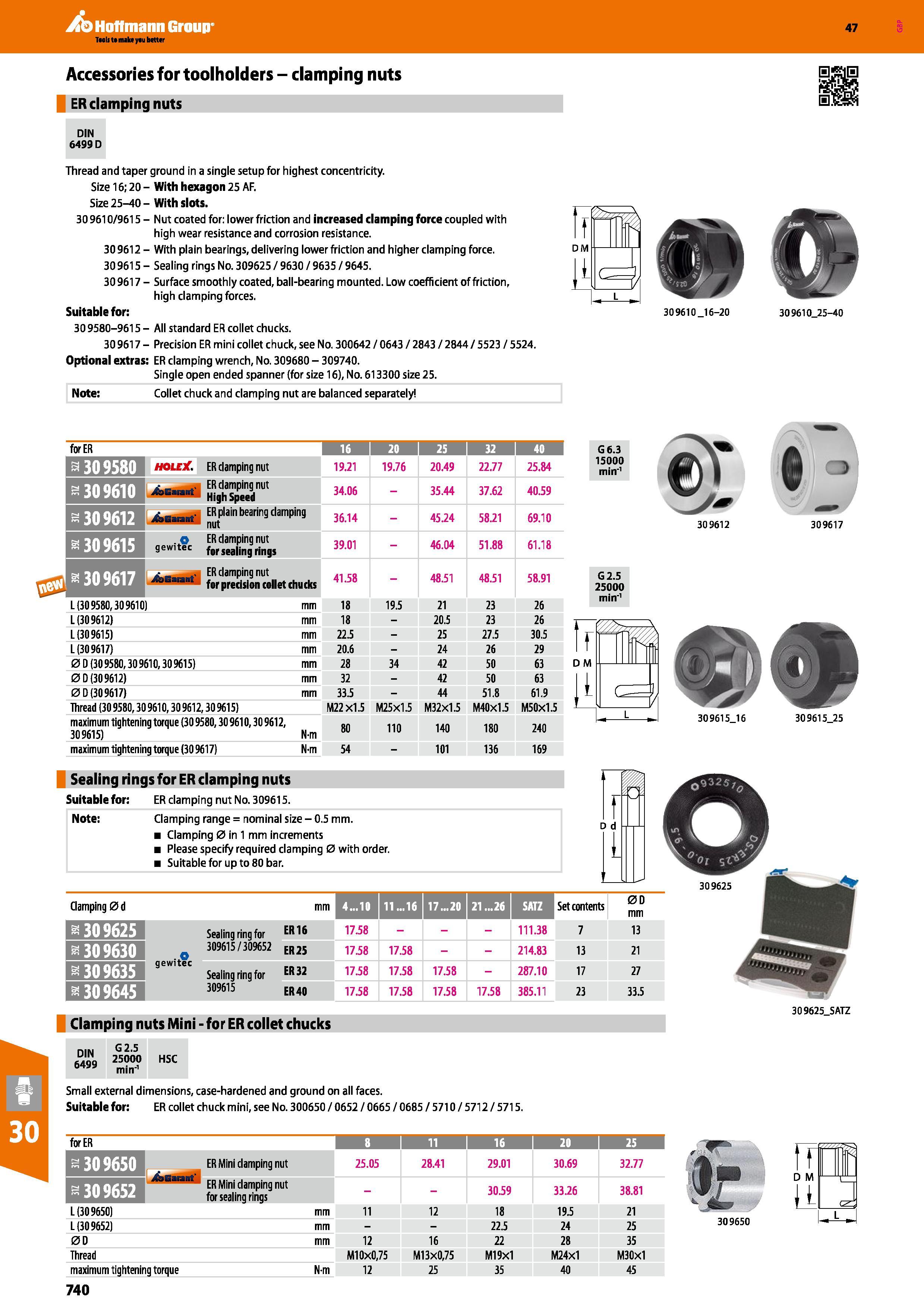 740 Hoffmann Group 47 Accessories for toolholders - clamping nuts ER damping nuts DIN 6499 D Thread and taper ground in a single setup for highest co Каталог HOFFMANN GROUP 2016 Станочный режущий и вспомогательный инструмент для металлорежущих универсальных станков центров и комплексов с ЧПУ Версия 47 Стр. 740
