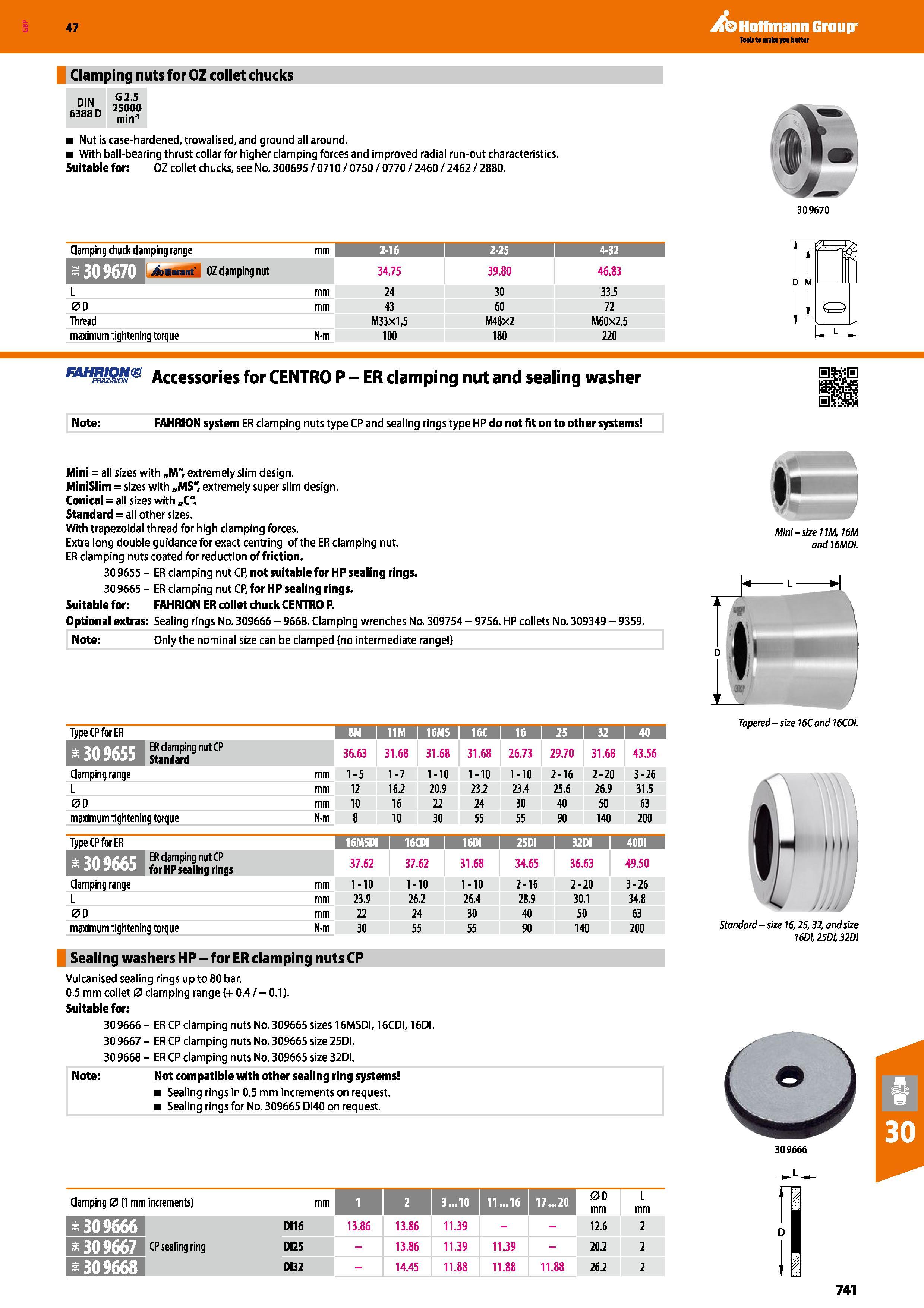 741 Hoffmann Group 47 Clamping nuts for OZ collet chucks DIN 6388 D G 2 5 25000 min'1 Nut is case-hardened, trowalised, and ground all around With ba Каталог HOFFMANN GROUP 2016 Станочный режущий и вспомогательный инструмент для металлорежущих универсальных станков центров и комплексов с ЧПУ Версия 47 Стр. 741