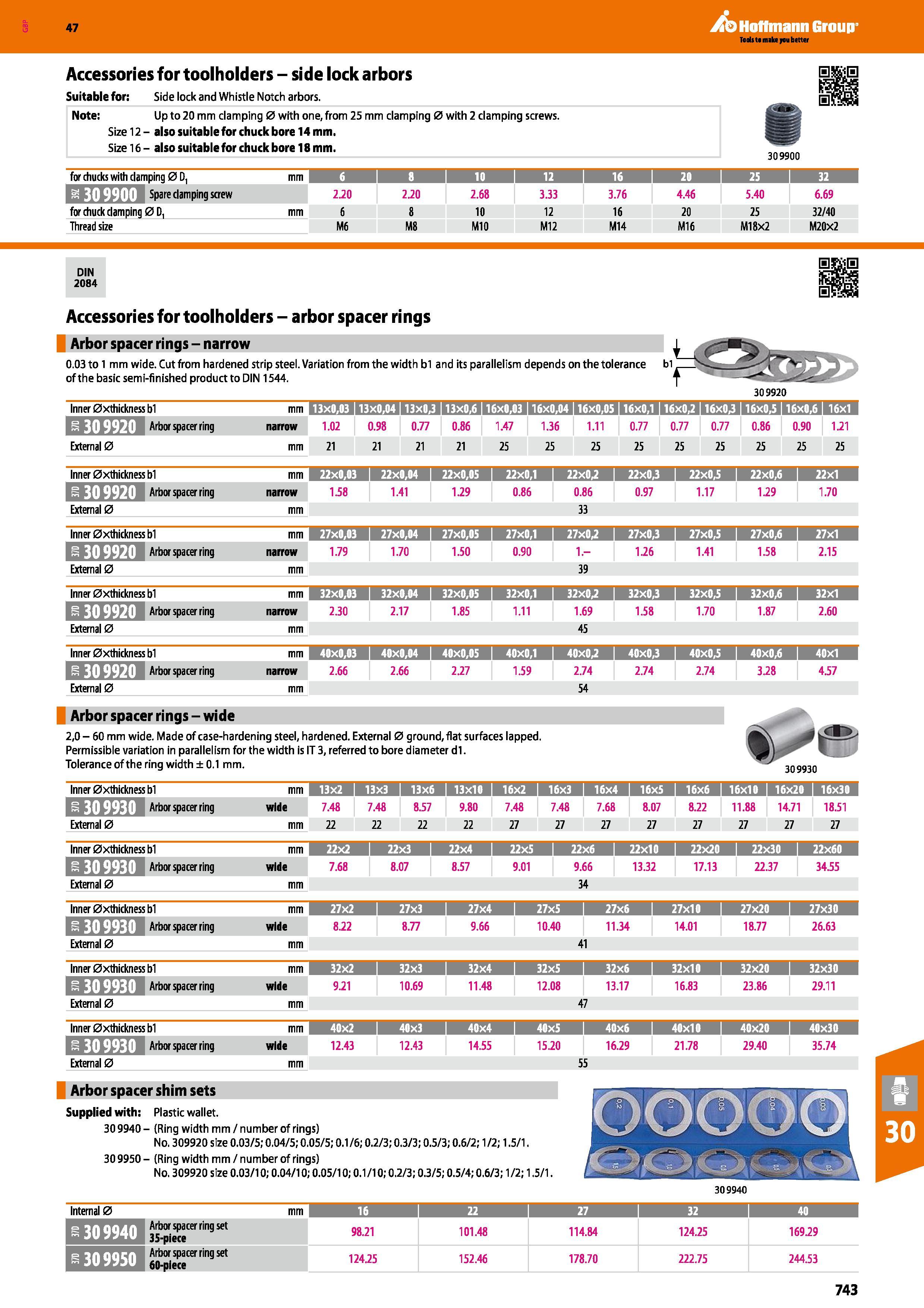 743 Hoffmann Group 47 Accessories for toolholders - side lock arbors Suitable for: Side lock and Whistle Notch arbors Note: Up to 20 mm clamping 0 wi Каталог HOFFMANN GROUP 2016 Станочный режущий и вспомогательный инструмент для металлорежущих универсальных станков центров и комплексов с ЧПУ Версия 47 Стр. 743