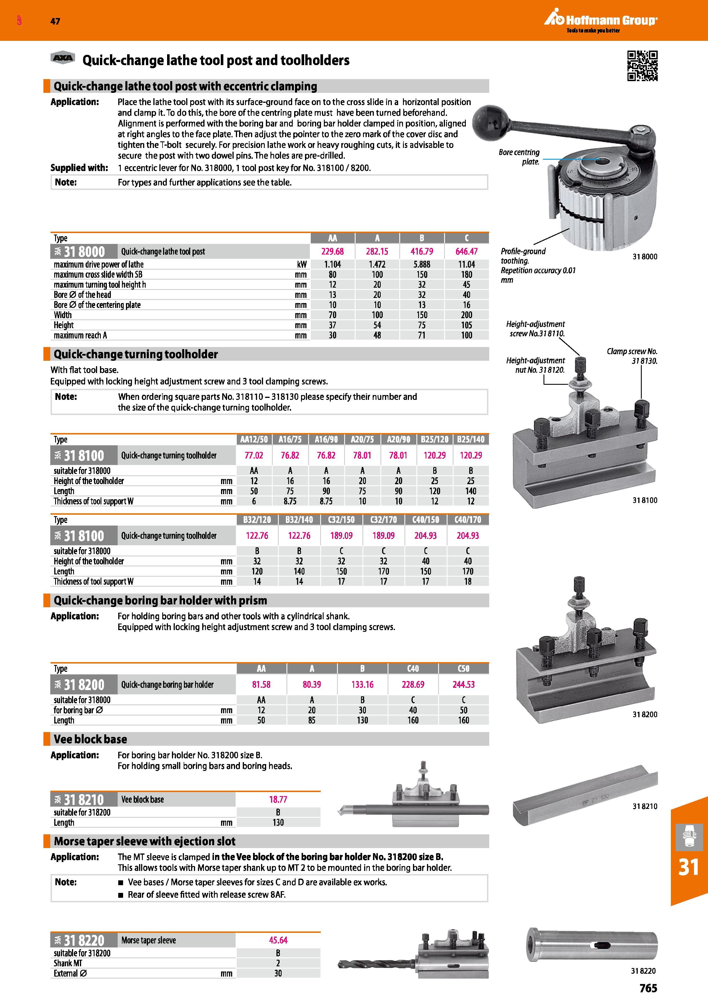 765 Hoffmann Group 47 Axn Quick-change lathe tool post and toolholders Quick-change lathe tool post with eccentric clamping Application: Supplied wit Каталог HOFFMANN GROUP 2016 Станочный режущий и вспомогательный инструмент для металлорежущих универсальных станков центров и комплексов с ЧПУ Версия 47 Стр. 765