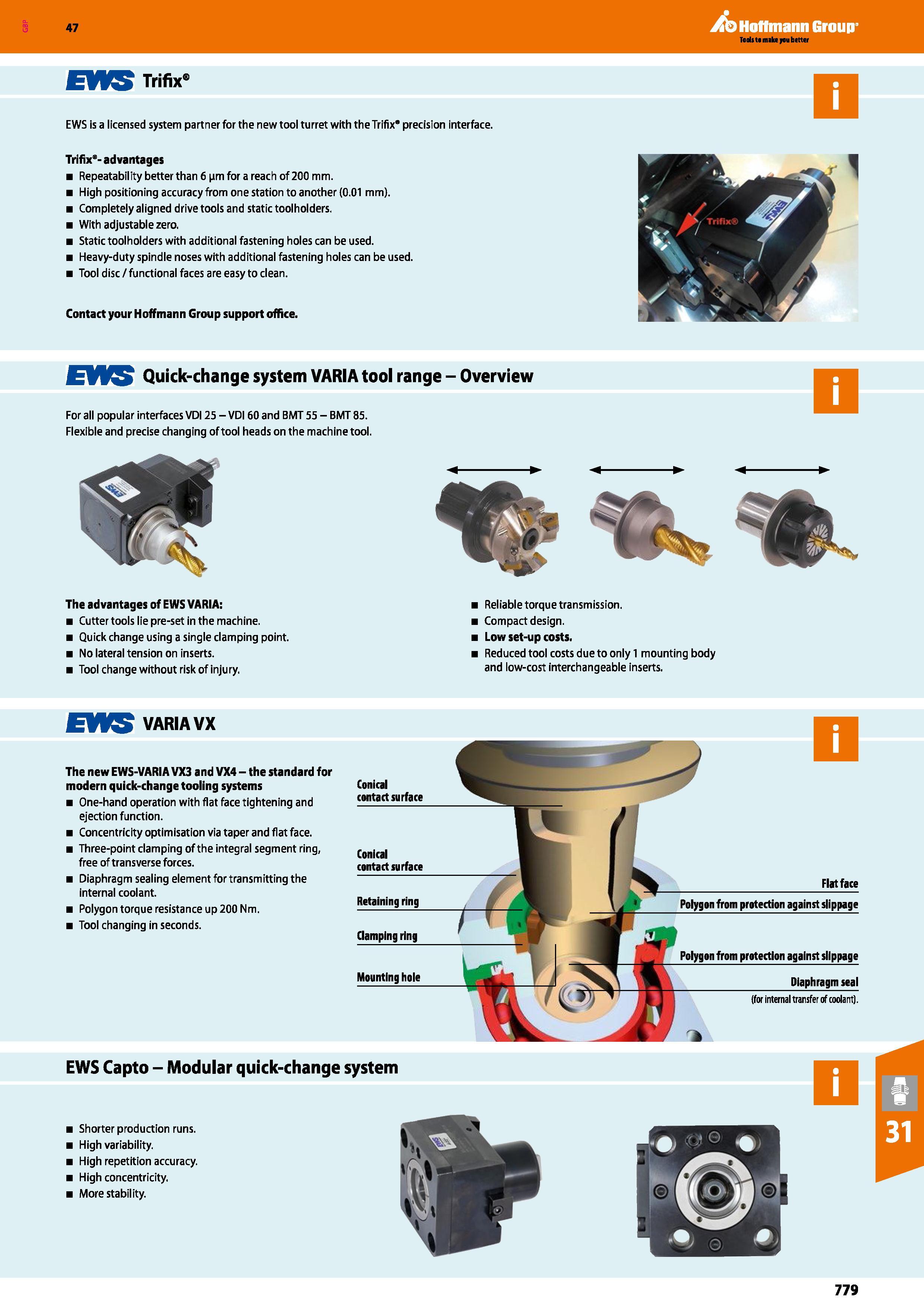 779 Hoffmann Group 47 EWS Trifix EWS is a licensed system partner for the new tool turret with the Trifix precision interface Trifix -advantages Repe Каталог HOFFMANN GROUP 2016 Станочный режущий и вспомогательный инструмент для металлорежущих универсальных станков центров и комплексов с ЧПУ Версия 47 Стр. 779