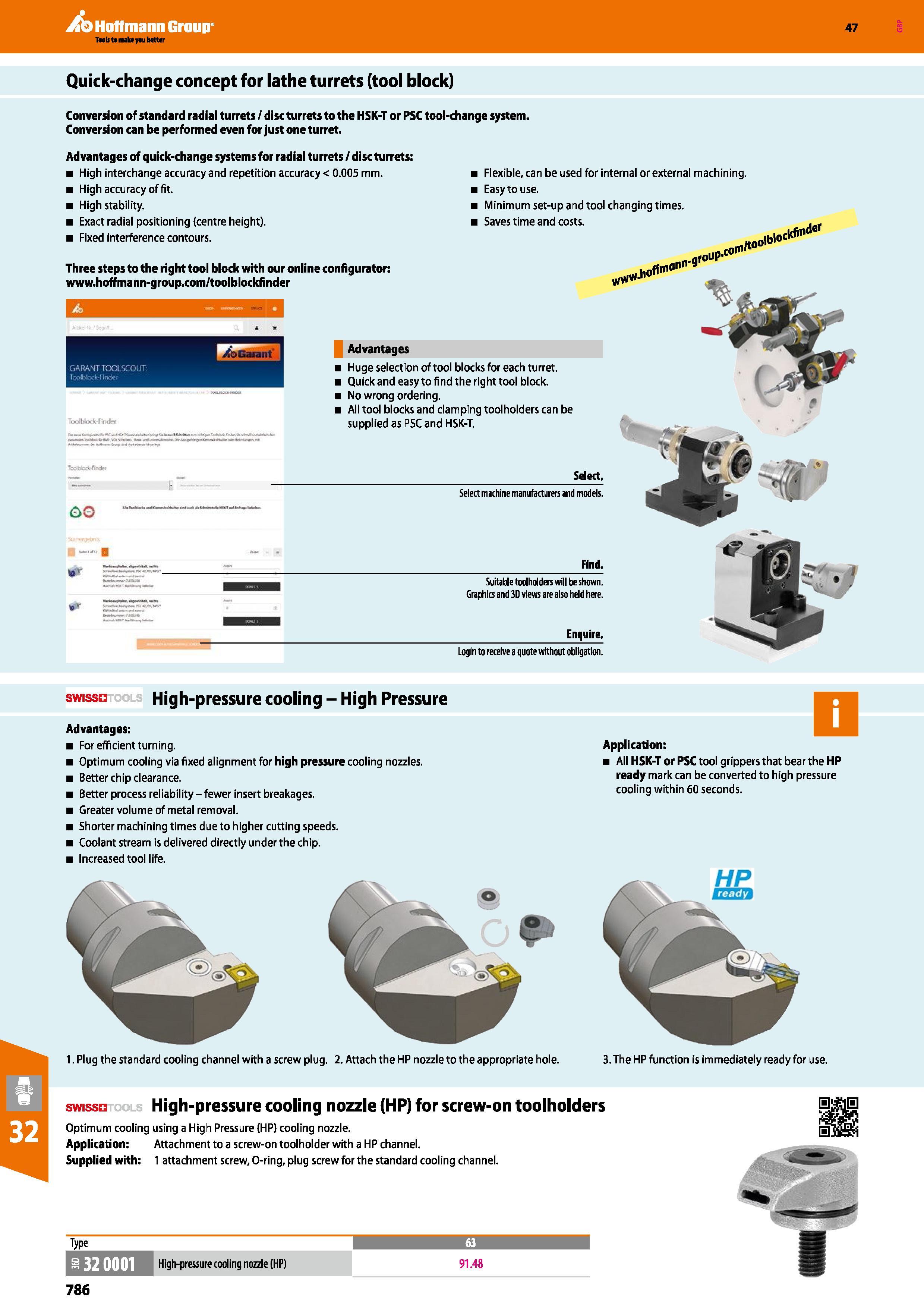 786 47 Quick-change concept for lathe turrets (tool block) Conversion of standard radial turrets / disc turrets to the HSK-T or PSC tool-change syste Каталог HOFFMANN GROUP 2016 Станочный режущий и вспомогательный инструмент для металлорежущих универсальных станков центров и комплексов с ЧПУ Версия 47 Стр. 786