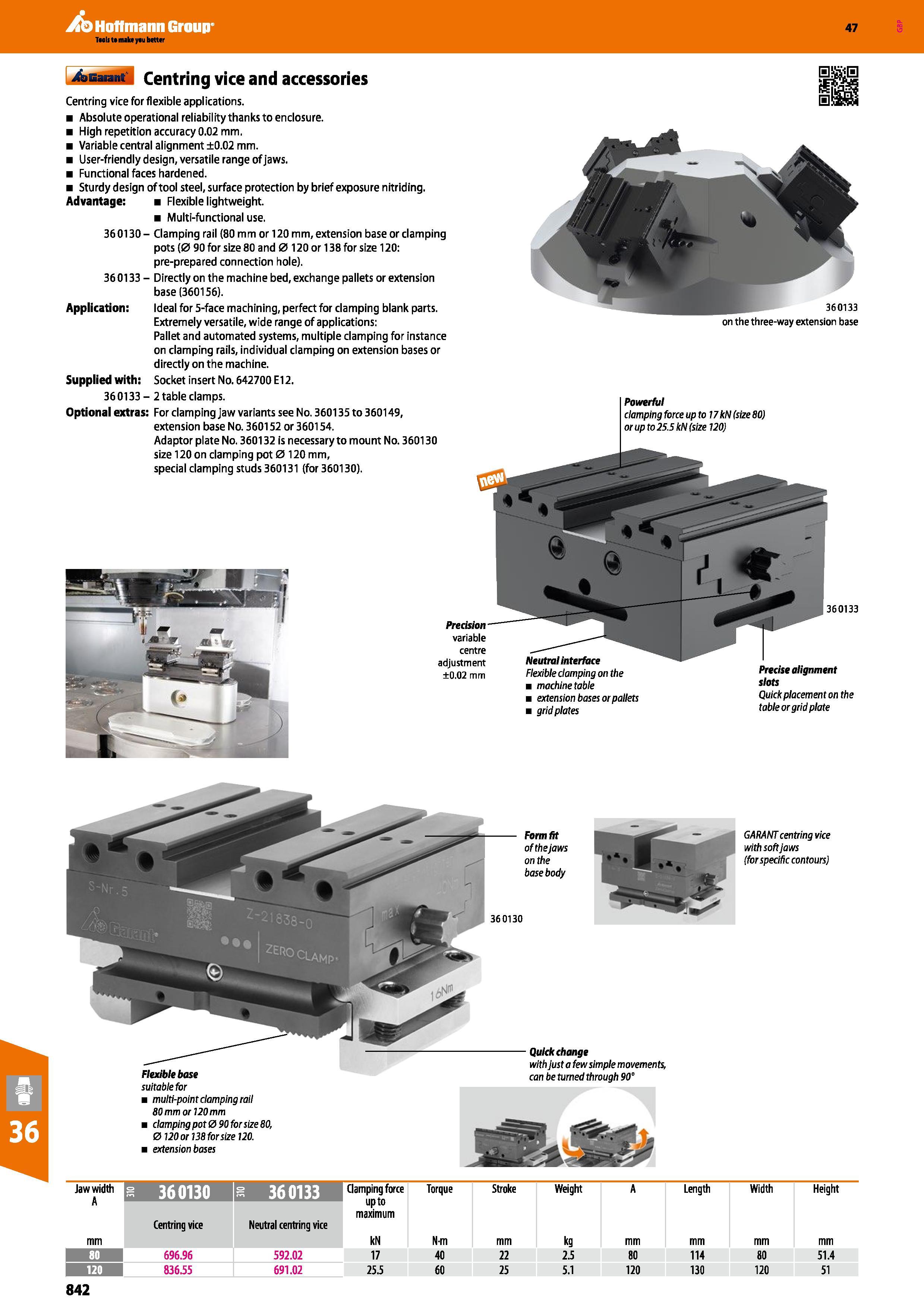842 Hoffmann Group 47 4anu M Centring vice and accessories Centring vice for flexible applications Absolute operational reliability thanks to enclosu Каталог HOFFMANN GROUP 2016 Станочный режущий и вспомогательный инструмент для металлорежущих универсальных станков центров и комплексов с ЧПУ Версия 47 Стр. 842