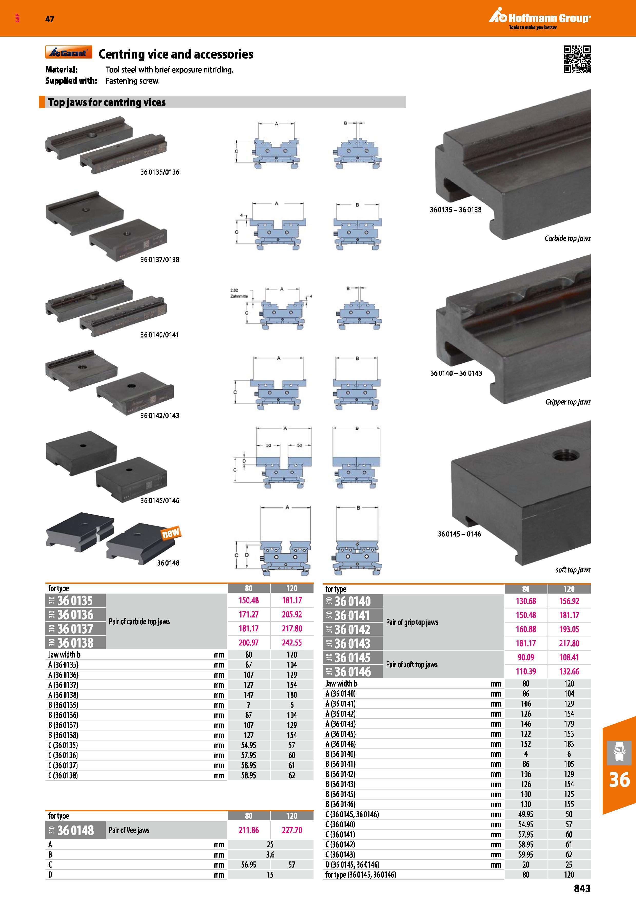 843 Hoffmann Group 47 jfecaranl Material: Supplied with: Centring vice and accessories Tool steel with brief exposure nitriding Fastening screw Top j Каталог HOFFMANN GROUP 2016 Станочный режущий и вспомогательный инструмент для металлорежущих универсальных станков центров и комплексов с ЧПУ Версия 47 Стр. 843