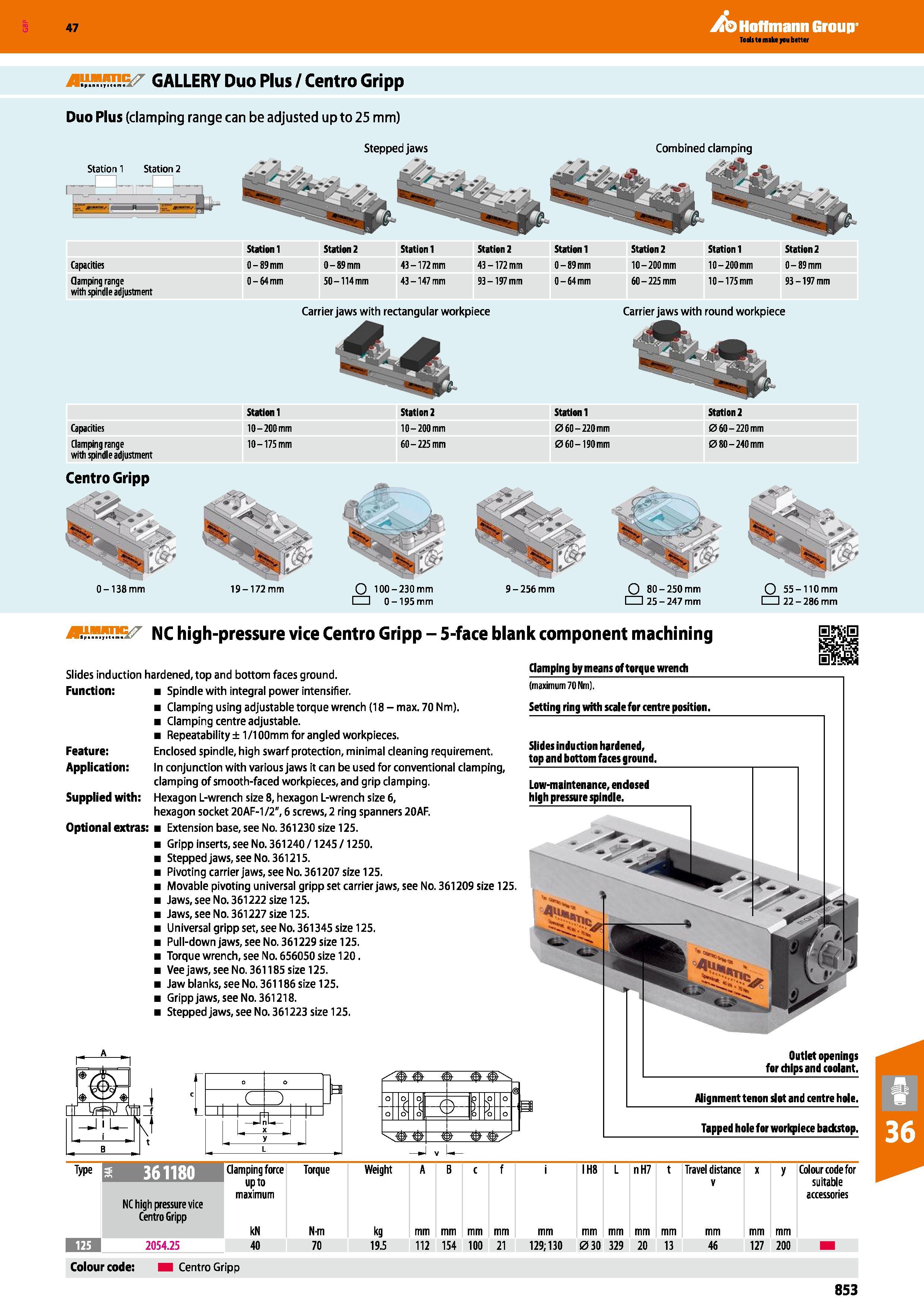 853 GALLERY Duo Plus/CentroGripp Duo Plus (clamping range can be adjusted up to 25 mm) Stepped jaws Station 1 Station 2 Combined clamping Station 1 S Каталог HOFFMANN GROUP 2016 Станочный режущий и вспомогательный инструмент для металлорежущих универсальных станков центров и комплексов с ЧПУ Версия 47 Стр. 853