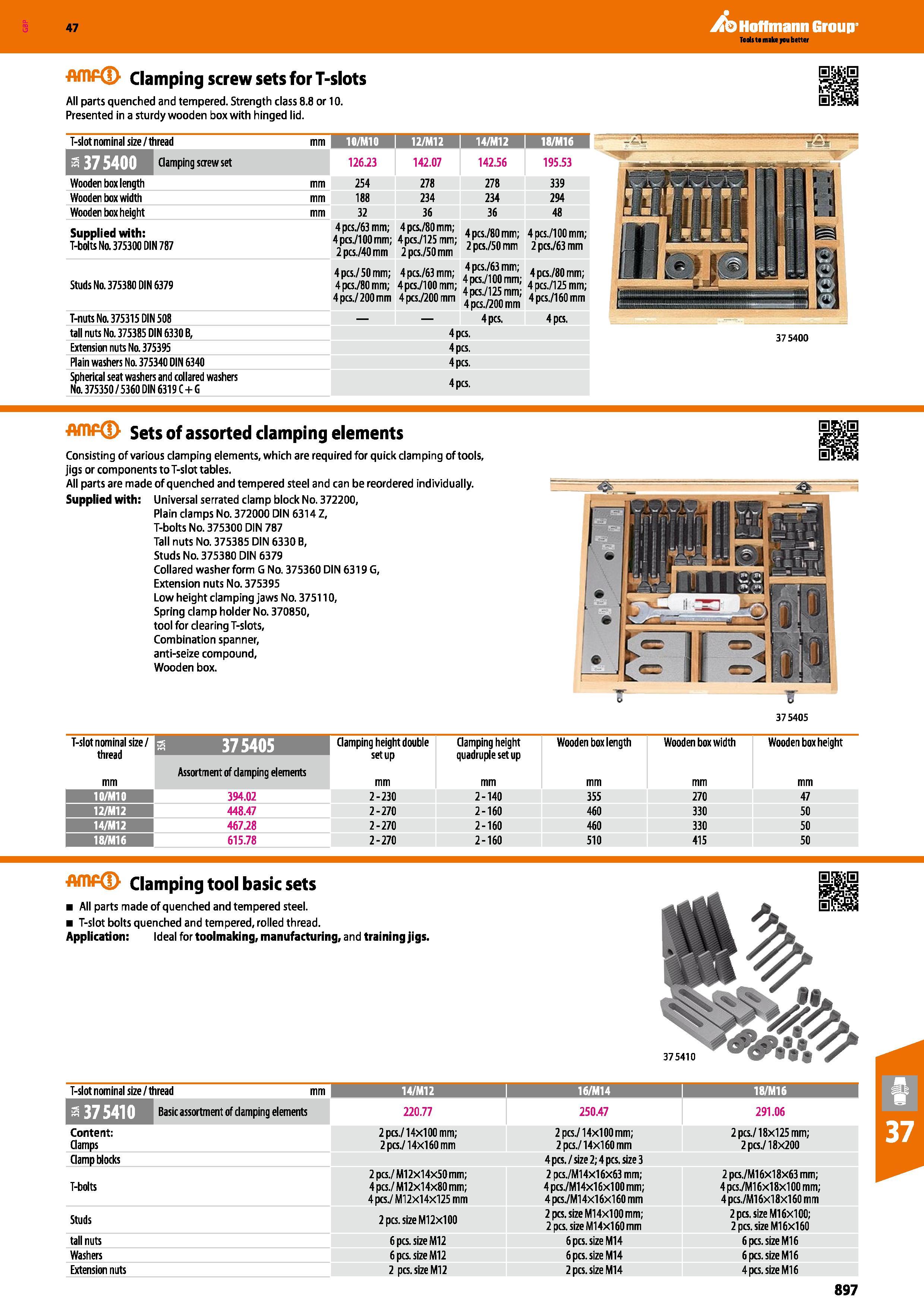 897 Hoffmann Group 47 Tools to make you better Clamping screw sets for T-slots All parts quenched and tempered Strength class 8 8 or 10 Presented in Каталог HOFFMANN GROUP 2016 Станочный режущий и вспомогательный инструмент для металлорежущих универсальных станков центров и комплексов с ЧПУ Версия 47 Стр. 897