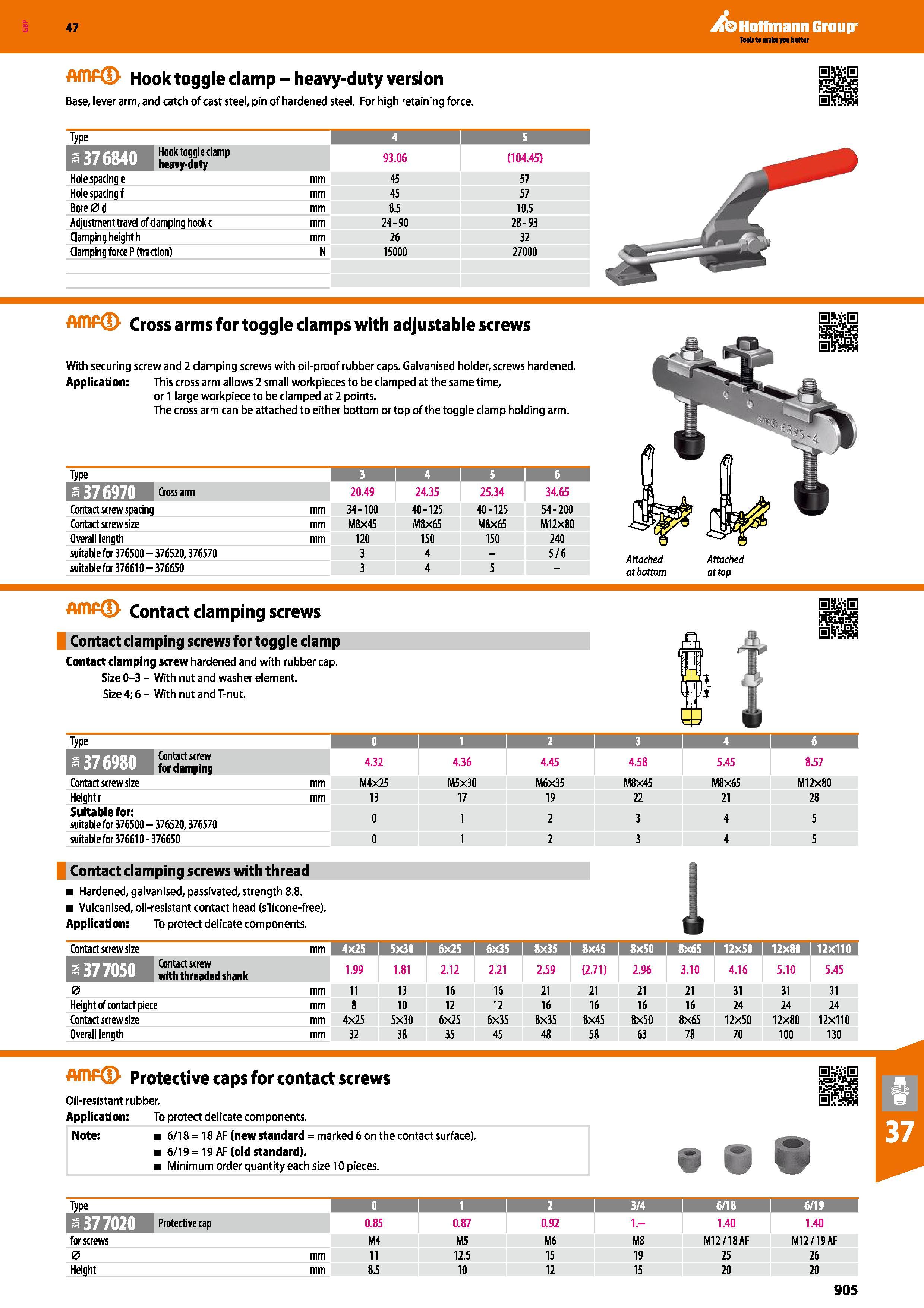 905 Hoffmann Group 47 Tools to make you better Hook toggle clamp - heavy-duty version Base, lever arm, and catch of cast steel, pin of hardened steel Каталог HOFFMANN GROUP 2016 Станочный режущий и вспомогательный инструмент для металлорежущих универсальных станков центров и комплексов с ЧПУ Версия 47 Стр. 905