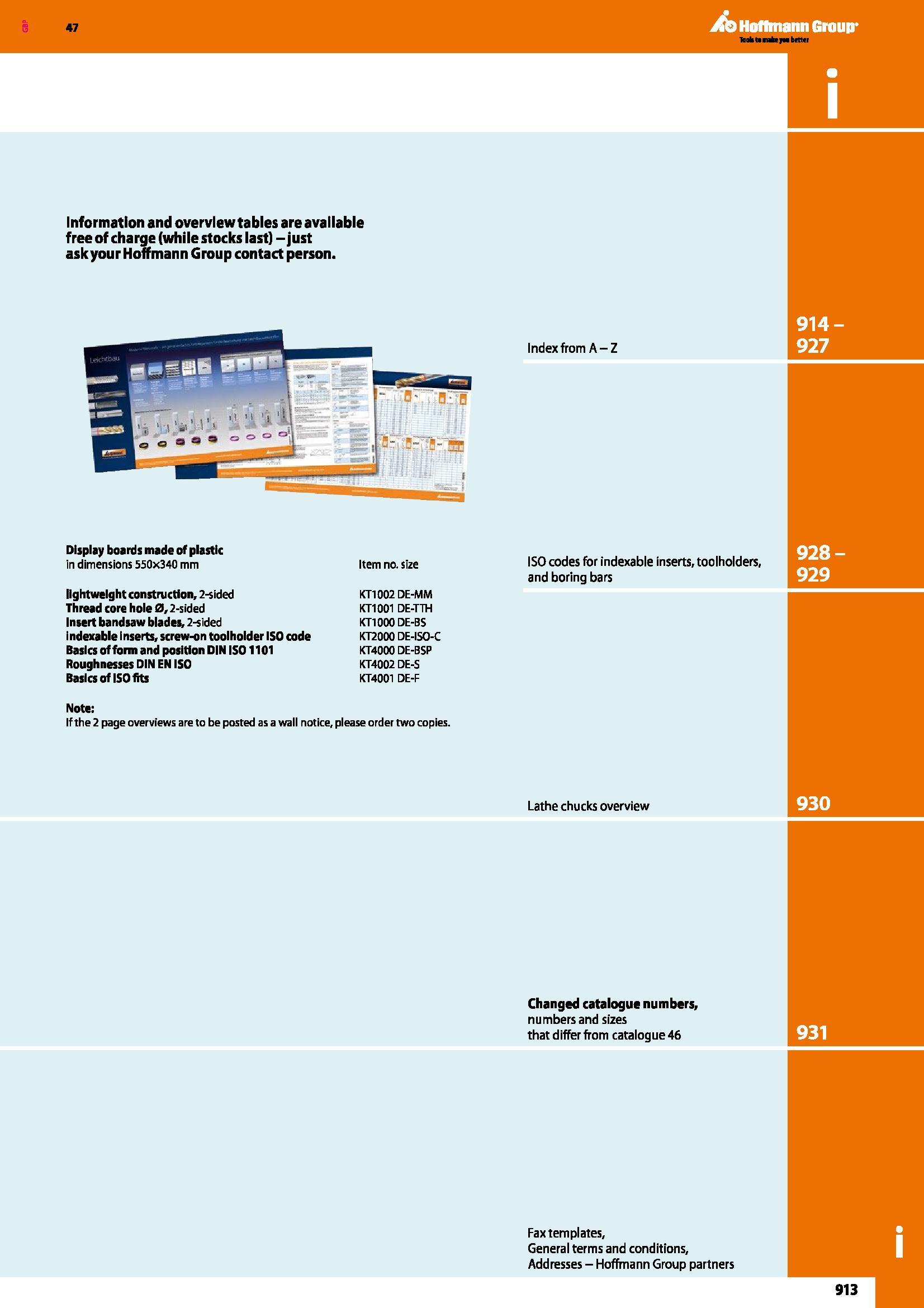 913 Information and overview tables are available free of charge (while stocks last) - just askyour Hoffmann Group contact person Index from A-Z Disp Каталог HOFFMANN GROUP 2016 Станочный режущий и вспомогательный инструмент для металлорежущих универсальных станков центров и комплексов с ЧПУ Версия 47 Стр. 913