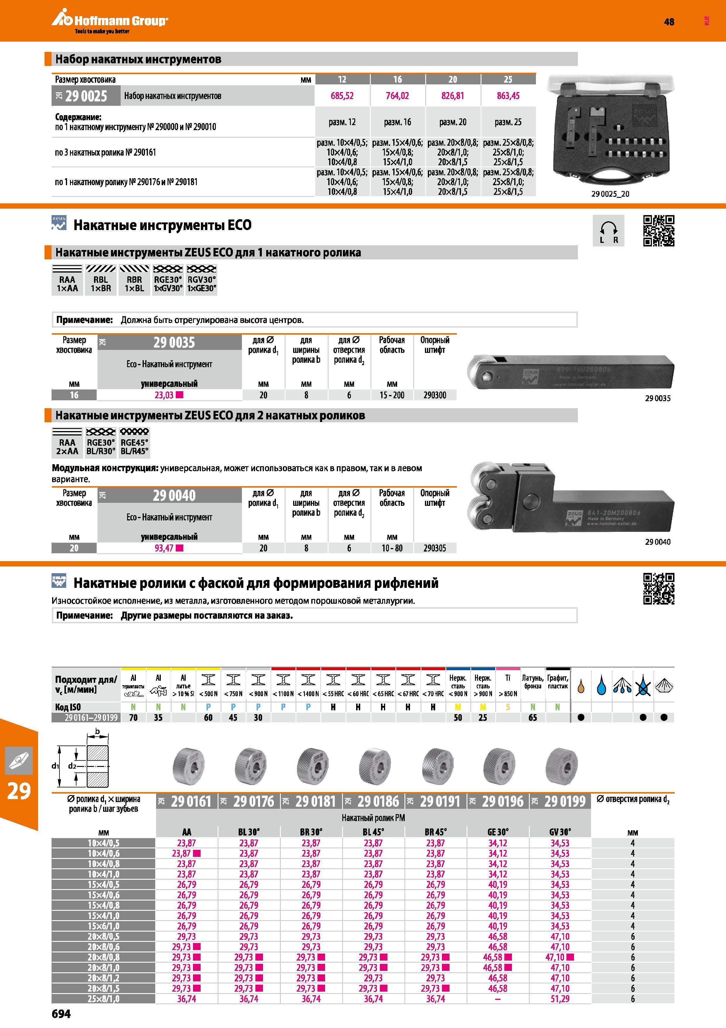 694 Hoffmann Group 48 Набор накатных инструментов Размер хвостовика мм 12 16 20 1 25 Набор накатных инструментов 685,52 764,02 826,81 863,45 Содержание: п Каталог HOFFMANN GROUP 2017 Инструмент режущий и вспомогательный для металлорежущих промышленных станков Резцы токарные Концевые твердосплавные фрезы Зажимные патроны Стр. 694