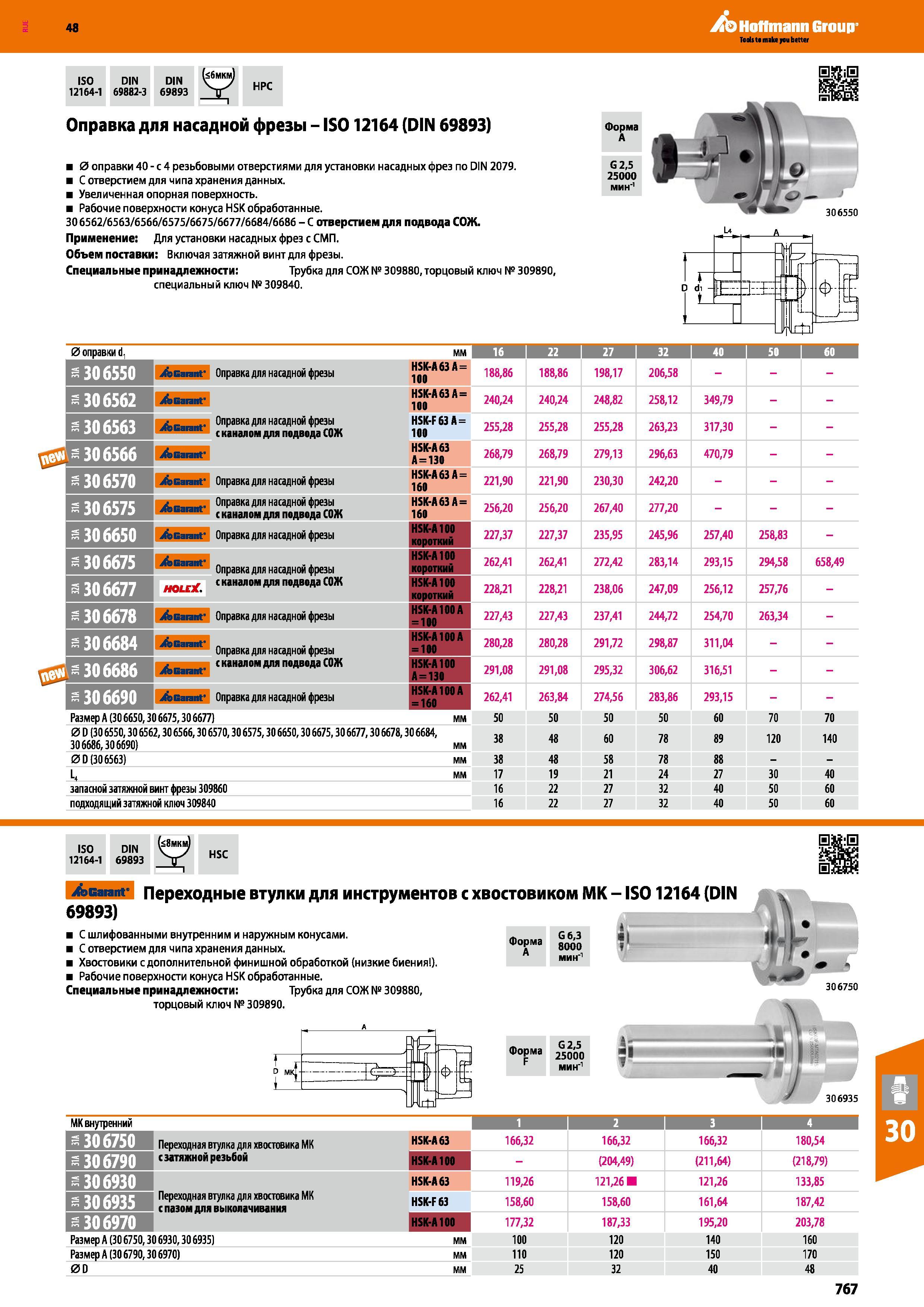 767 48 Hoffmann Group ISO DIN 12164-1 69882-3 69893 HPC Оправка для насадной фрезы - IS012164 (DIN 69893) 0 оправки 40 - с 4 резьбовыми отверстиями для ус Каталог HOFFMANN GROUP 2017 Инструмент режущий и вспомогательный для металлорежущих промышленных станков Резцы токарные Концевые твердосплавные фрезы Зажимные патроны Стр. 767