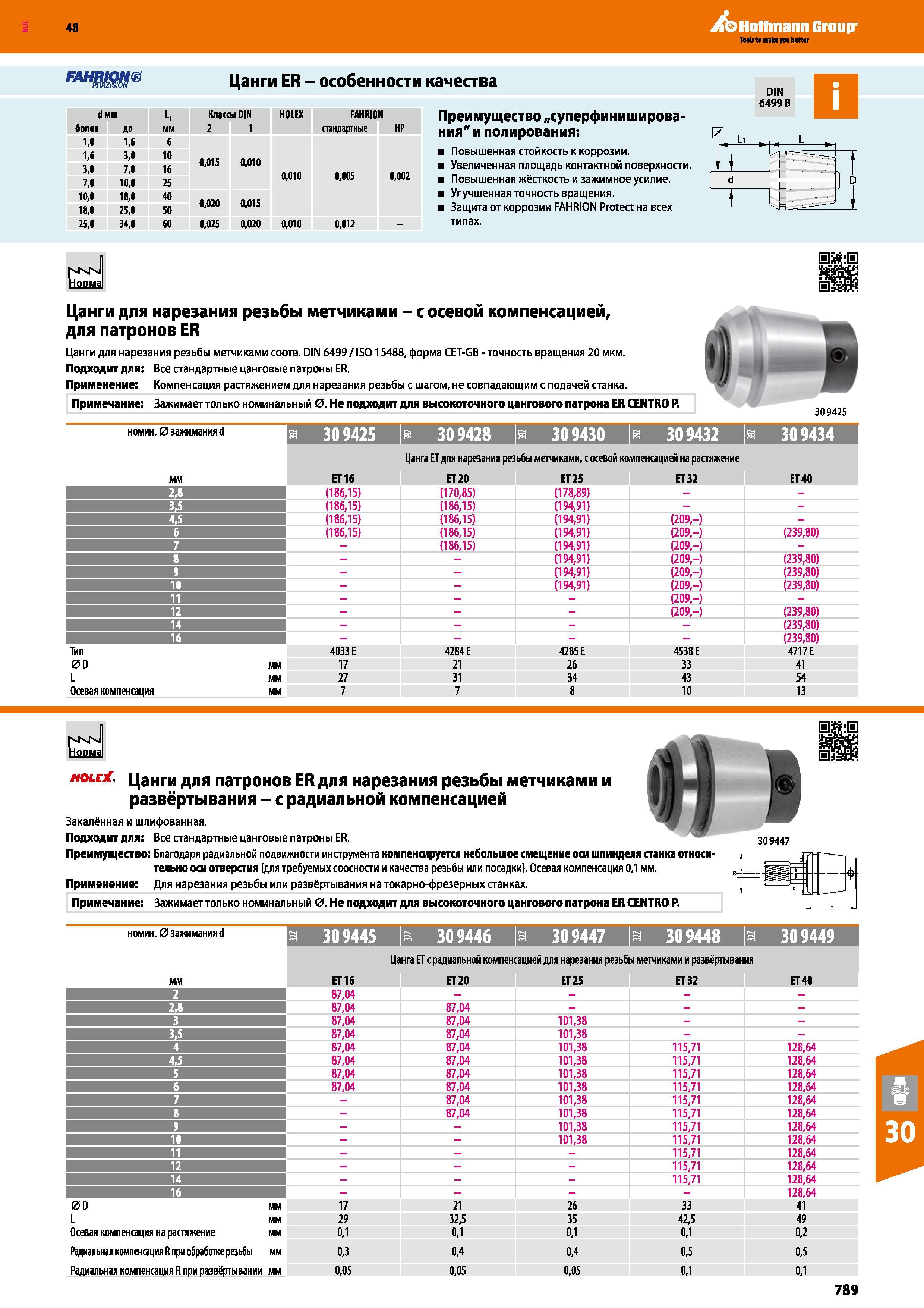 789 48 Hoffmann Group KAHRIQN<8 PRAZISION Цанги ER - особенности качества d мм L, более ДО мм 1,0 1,6 6 1,6 3,0 10 3,0 7,0 16 7,0 10,0 25 10,0 11,0 40 18, Каталог HOFFMANN GROUP 2017 Инструмент режущий и вспомогательный для металлорежущих промышленных станков Резцы токарные Концевые твердосплавные фрезы Зажимные патроны Стр. 789