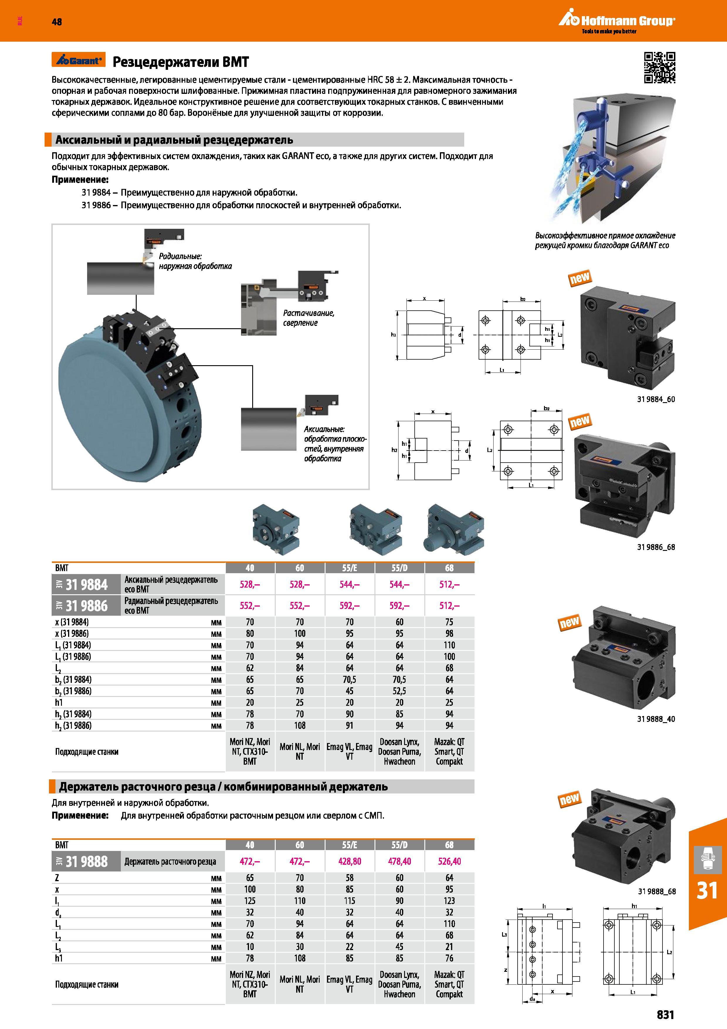 831 48 Hoffmann Group /эвагапг Резцедержатели ВМТ Высококачественные, легированные цементируемые стали - цементированные HRC 58 ± 2 Максимальная точность Каталог HOFFMANN GROUP 2017 Инструмент режущий и вспомогательный для металлорежущих промышленных станков Резцы токарные Концевые твердосплавные фрезы Зажимные патроны Стр. 831