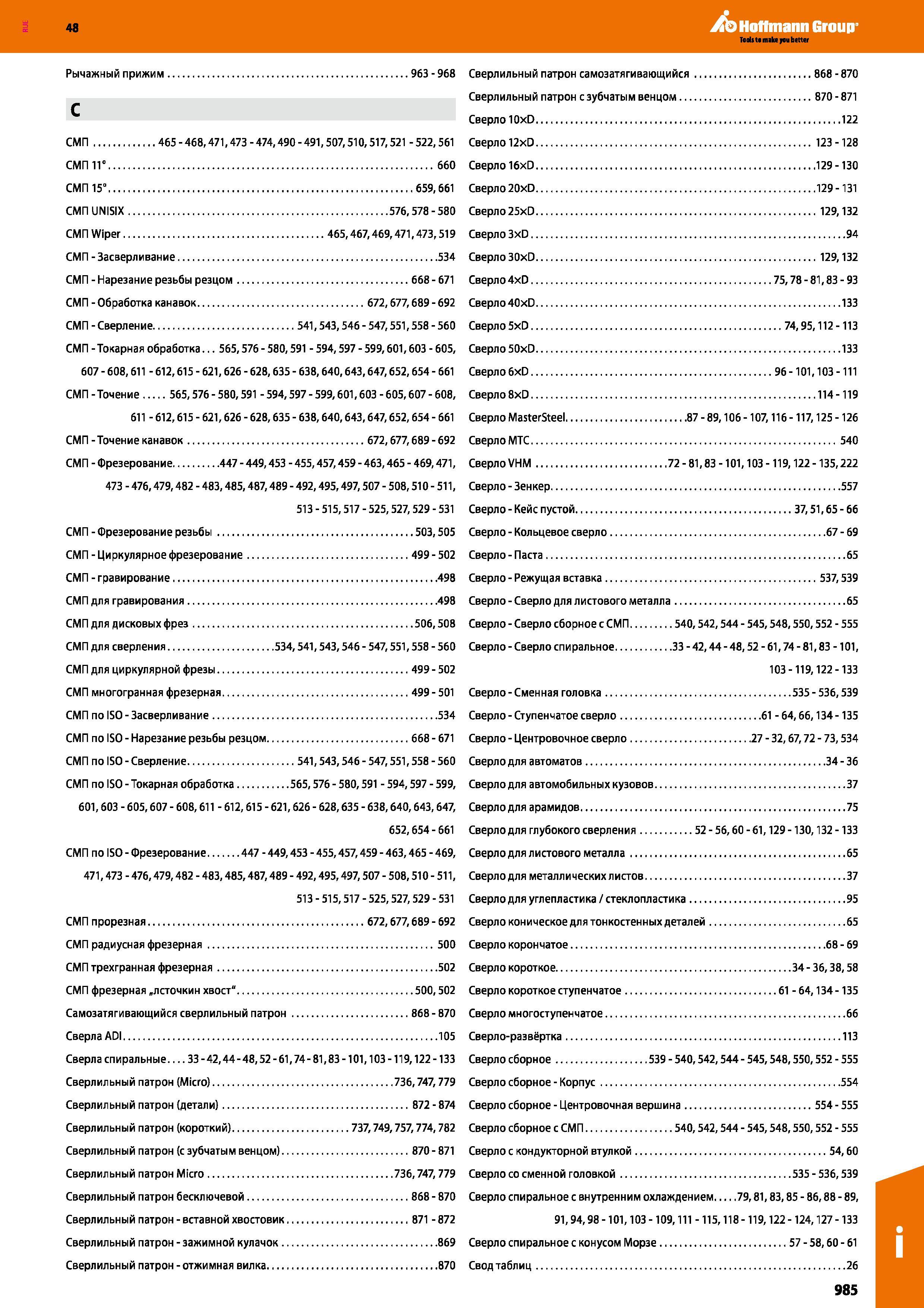 985 48 Hoffmann Group Рычажный прижим 963 - 968 Сверлильный патрон самозатягивающийся 868 - 870 Сверлильный патрон с зубчатым венцом 870 - 871 Сверло 10xD Каталог HOFFMANN GROUP 2017 Инструмент режущий и вспомогательный для металлорежущих промышленных станков Резцы токарные Концевые твердосплавные фрезы Зажимные патроны Стр. 985