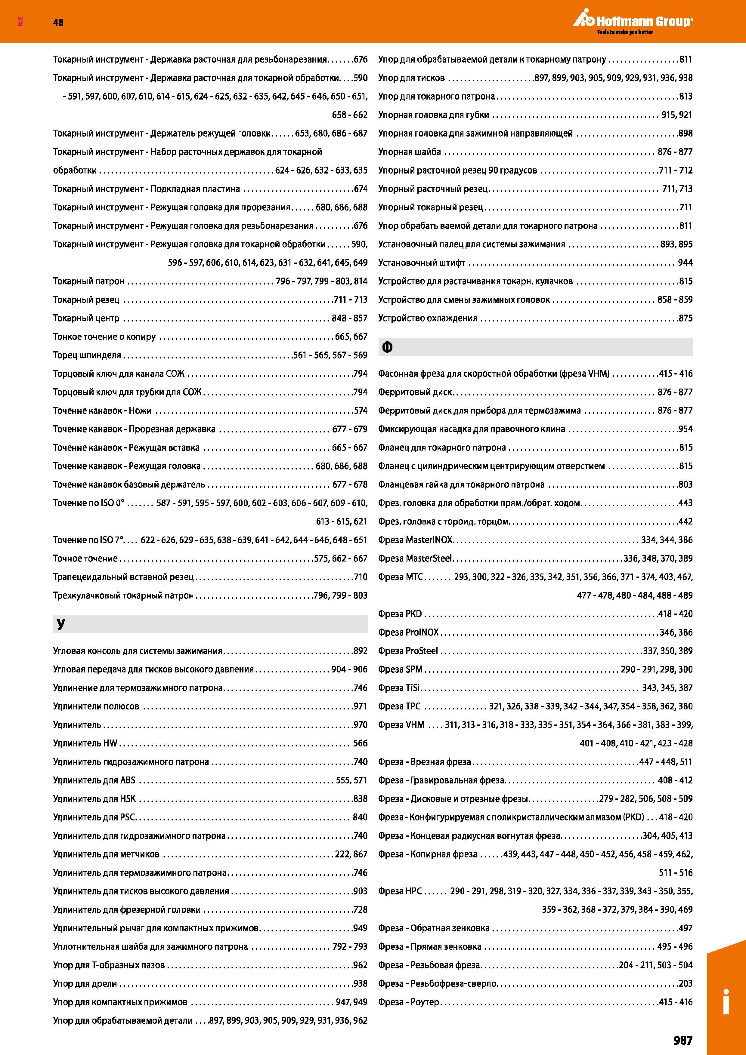 987 48 Hoffmann Group Токарный инструмент-Державка расточная для резьбонарезания 676 Упор для обрабатываемой детали к токарному патрону 811 Токарный инстр Каталог HOFFMANN GROUP 2017 Инструмент режущий и вспомогательный для металлорежущих промышленных станков Резцы токарные Концевые твердосплавные фрезы Зажимные патроны Стр. 987