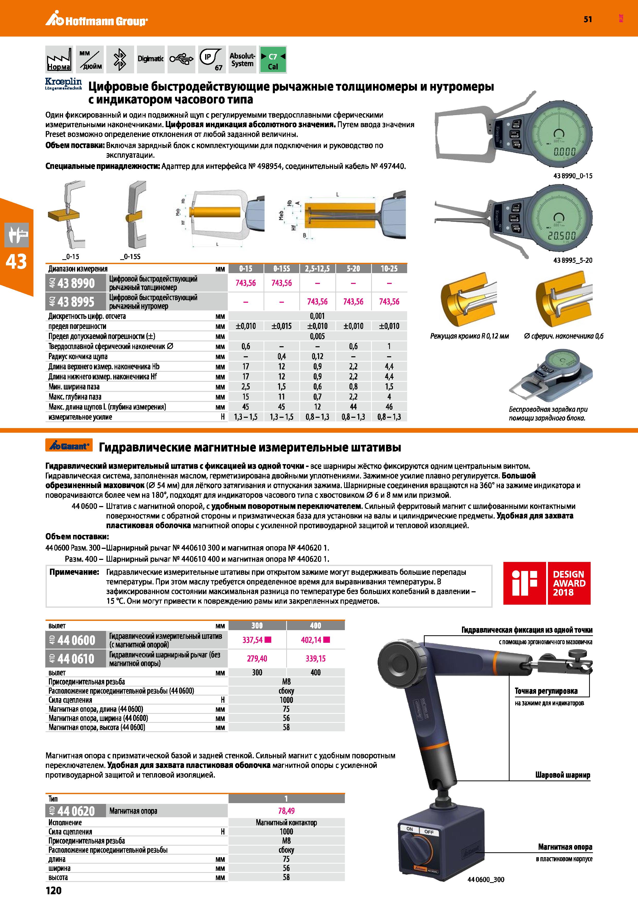 120 Hoffmann Group 51 мчы HoDMa ММ 1 У /дюйм Dkpnatic о%> (&Г 67 Absolut- System 'В Цифровые быстродействующие рычажные толщиномеры и с индикатором ч Каталог HOFFMANN GROUP 2020 Измерительный и ручной инструмент Инвентарь Абразивы Шлифовальные и отрезные круги Электроинструмент Пневмоинструмент Штангенциркули Стр. 120