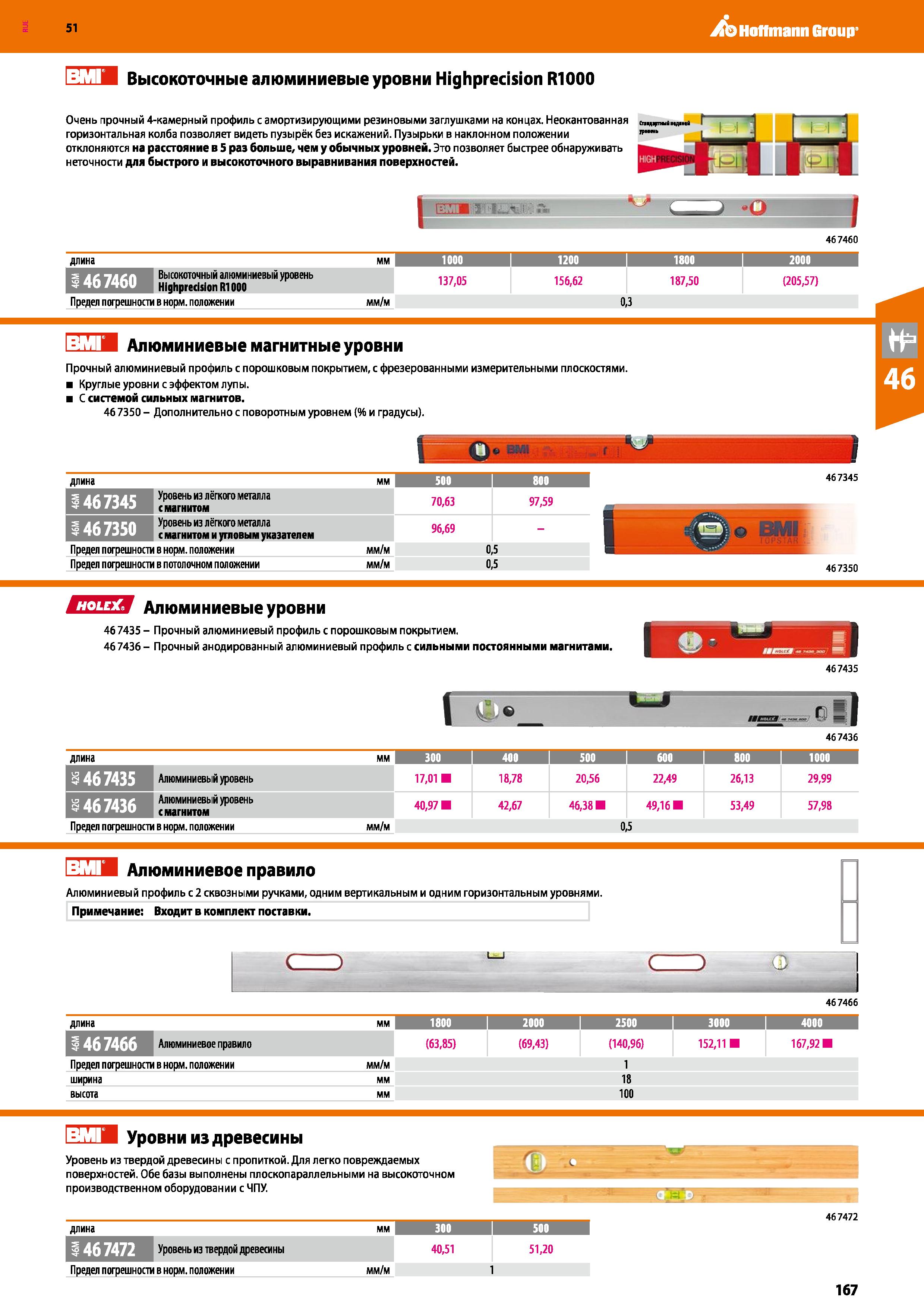 167 Hoffmann Group 51 I v n I ш Высокоточные алюминиевые уровни Highprecision R1000 Очень прочный 4-камерный профиль с амортизирующими резиновыми заг Каталог HOFFMANN GROUP 2020 Измерительный и ручной инструмент Инвентарь Абразивы Шлифовальные и отрезные круги Электроинструмент Пневмоинструмент Штангенциркули Стр. 167