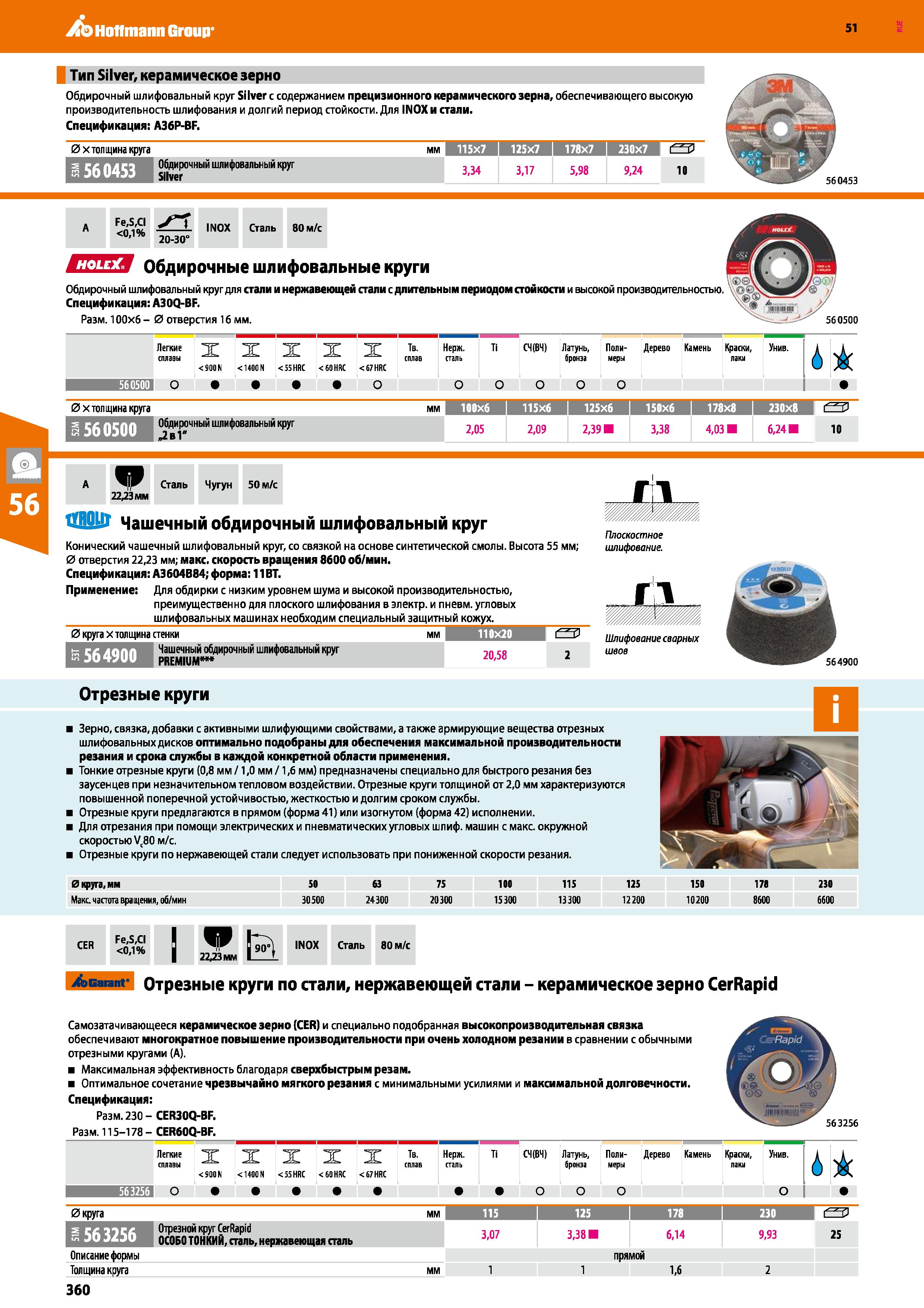 360 Hoffmann Group 51 Тип Silver, керамическое зерно Обдирочный шлифовальный круг Silver с содержанием прецизионного керамического зерна, обеспечиваю Каталог HOFFMANN GROUP 2020 Измерительный и ручной инструмент Инвентарь Абразивы Шлифовальные и отрезные круги Электроинструмент Пневмоинструмент Штангенциркули Стр. 360