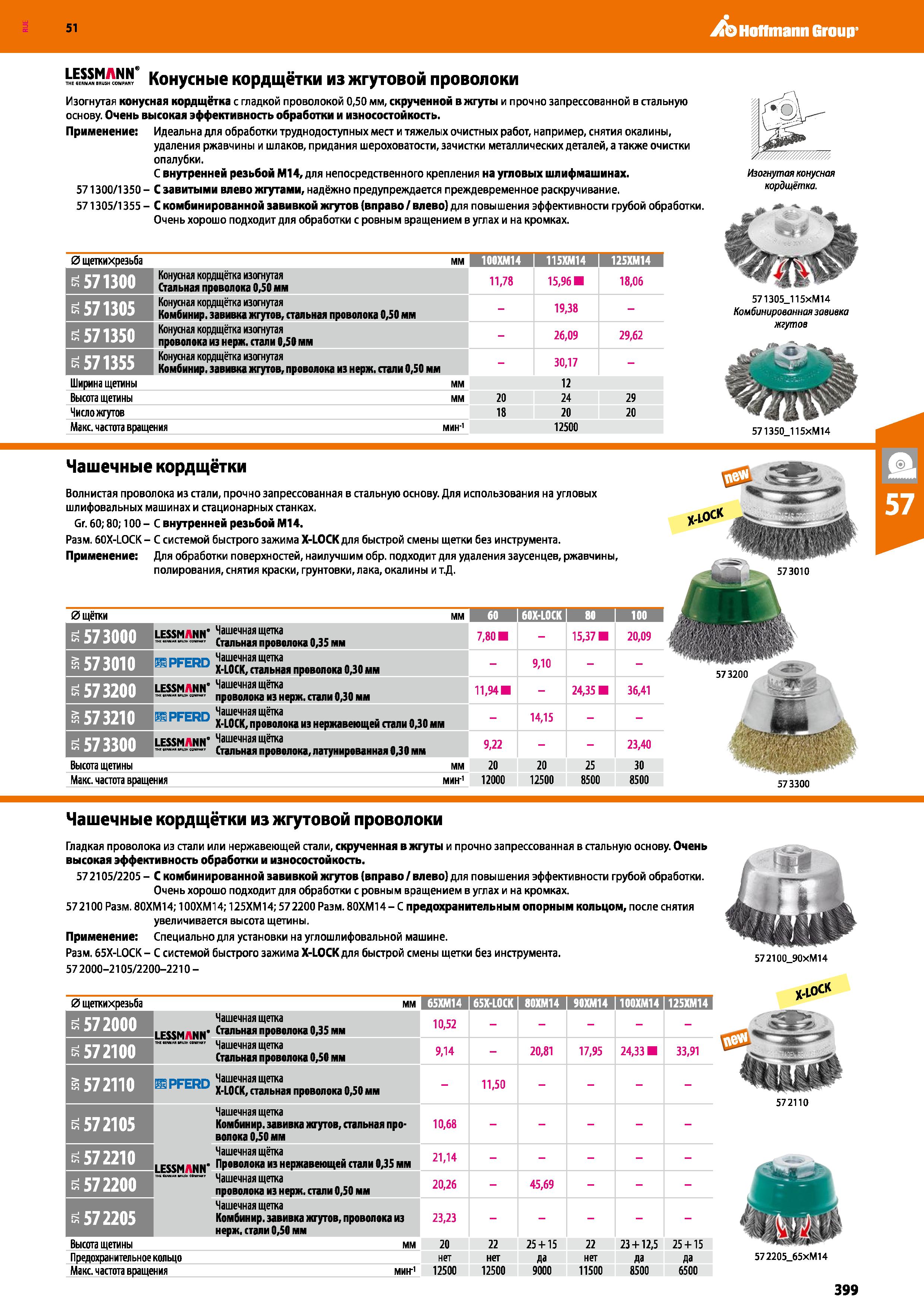 399 Hoffmann Group 51 \£28S NS i Конусные кордщётки из жгутовой проволоки Изогнутая конусная кордщётка с гладкой проволокой 0,50 мм, скрученной вжгут Каталог HOFFMANN GROUP 2020 Измерительный и ручной инструмент Инвентарь Абразивы Шлифовальные и отрезные круги Электроинструмент Пневмоинструмент Штангенциркули Стр. 399