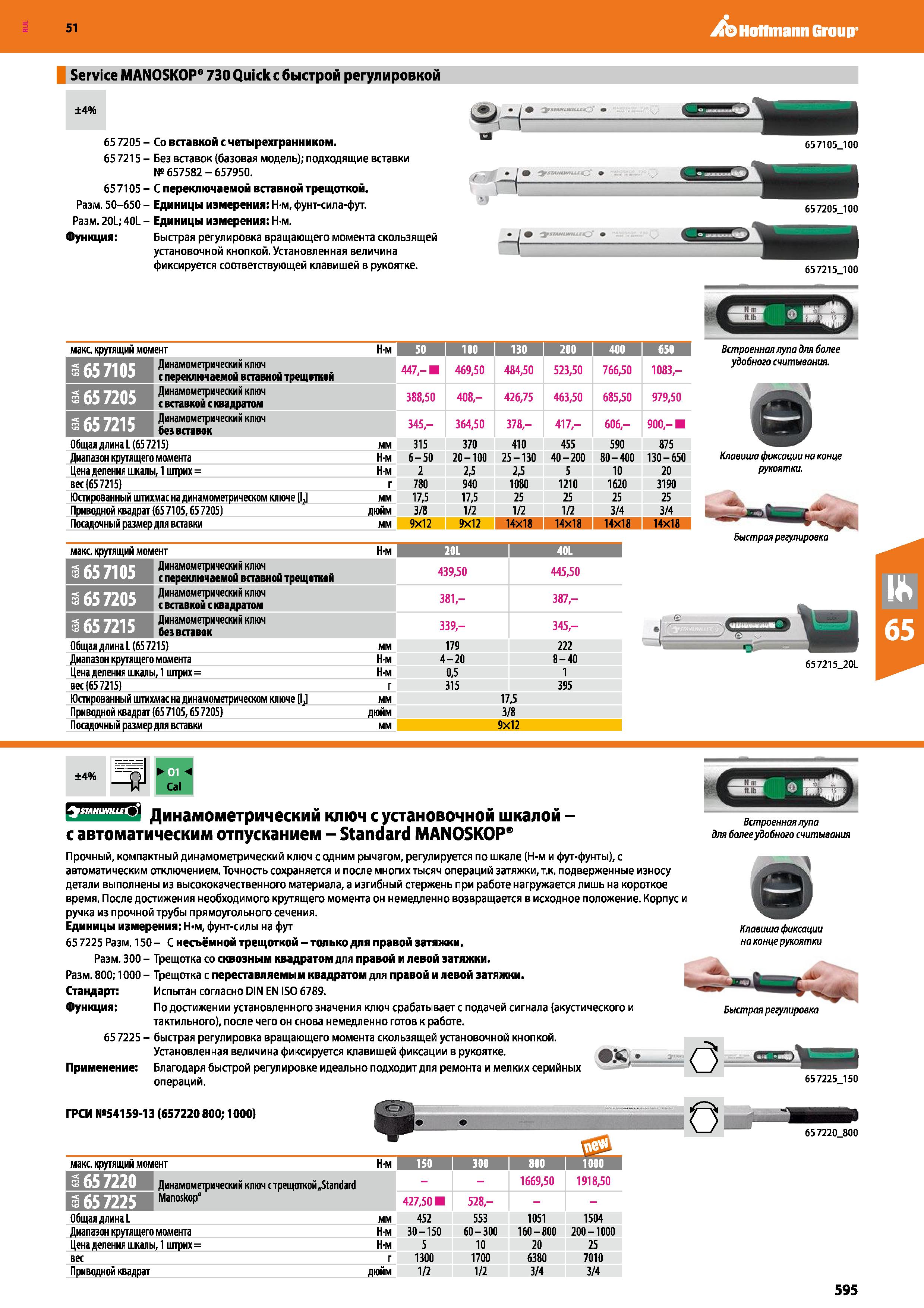 595 Hoffmann Group 51 Service MANOSKOP 730 Quick с быстрой регулировкой ±4% 65 7205 - Со вставкой с четырехгранником 65 7215 - Без вставок (базовая м Каталог HOFFMANN GROUP 2020 Измерительный и ручной инструмент Инвентарь Абразивы Шлифовальные и отрезные круги Электроинструмент Пневмоинструмент Штангенциркули Стр. 595