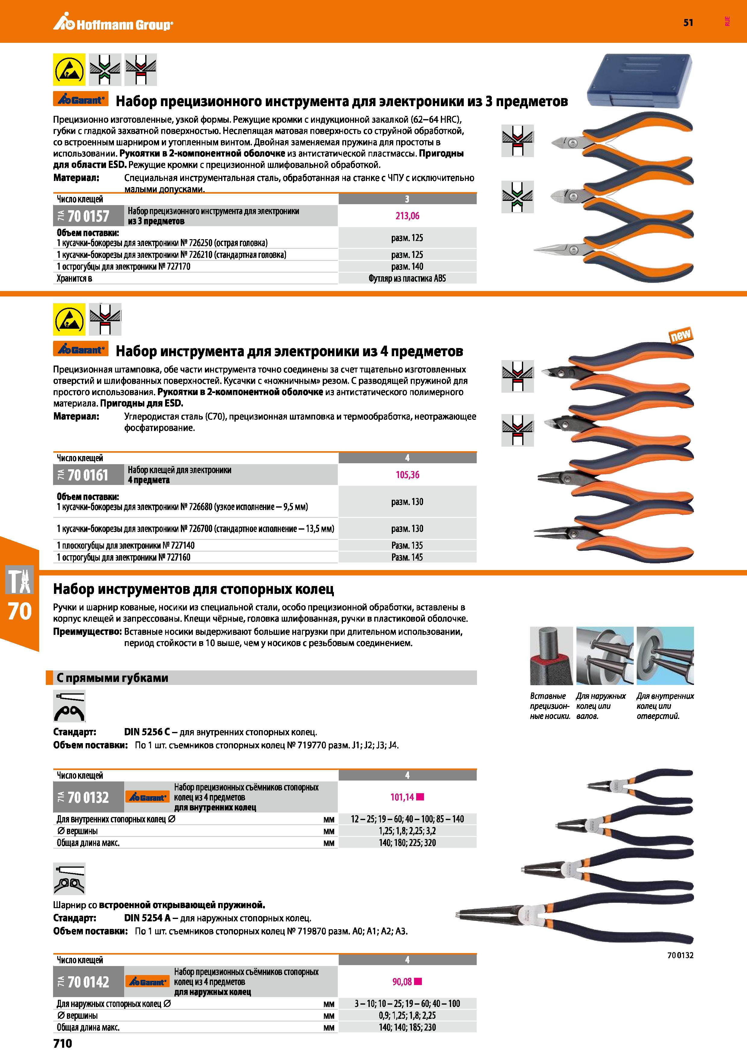 710 Hoffmann Group 51 (2) ifccarant ft П Набор прецизионного инструмента для электроники из 3 Прецизионно изготовленные, узкой формы Режущие кромки с Каталог HOFFMANN GROUP 2020 Измерительный и ручной инструмент Инвентарь Абразивы Шлифовальные и отрезные круги Электроинструмент Пневмоинструмент Штангенциркули Стр. 710