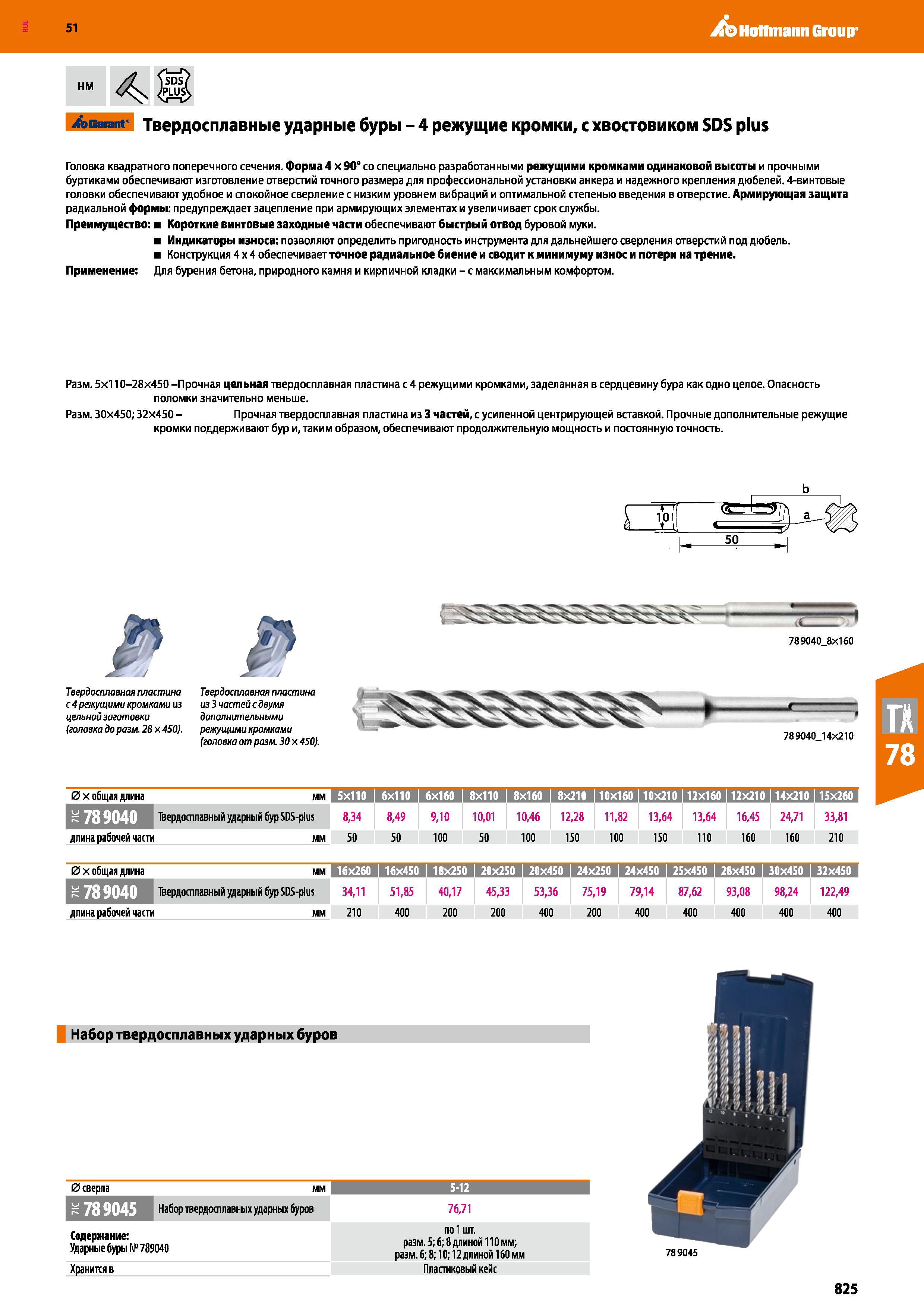825 Hoffmann Group 51 Acarant Твердосплавные ударные буры - 4 режущие кромки, с хвостовиком SDS plus Головка квадратного поперечного сечения Форма 4 Каталог HOFFMANN GROUP 2020 Измерительный и ручной инструмент Инвентарь Абразивы Шлифовальные и отрезные круги Электроинструмент Пневмоинструмент Штангенциркули Стр. 825