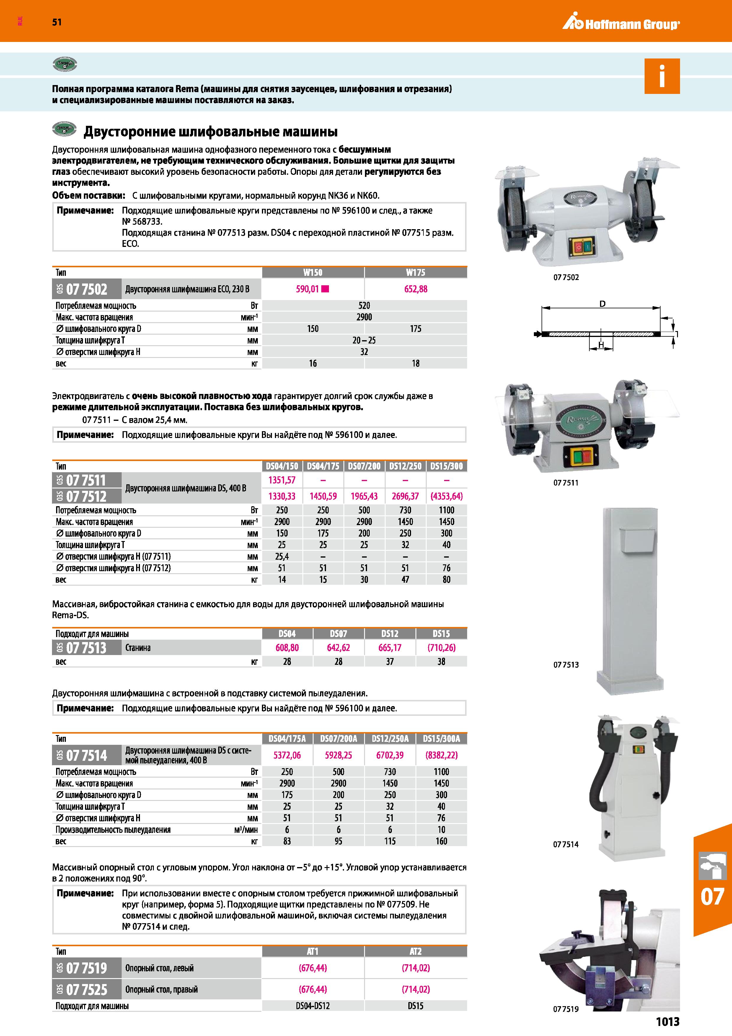 1013 Hoffmann Group 51 Полная программа каталога Rema (машины для снятия заусенцев, шлифования и отрезания и специализированные машины поставляются на Каталог HOFFMANN GROUP 2020 Измерительный и ручной инструмент Инвентарь Абразивы Шлифовальные и отрезные круги Электроинструмент Пневмоинструмент Штангенциркули Стр. 1013
