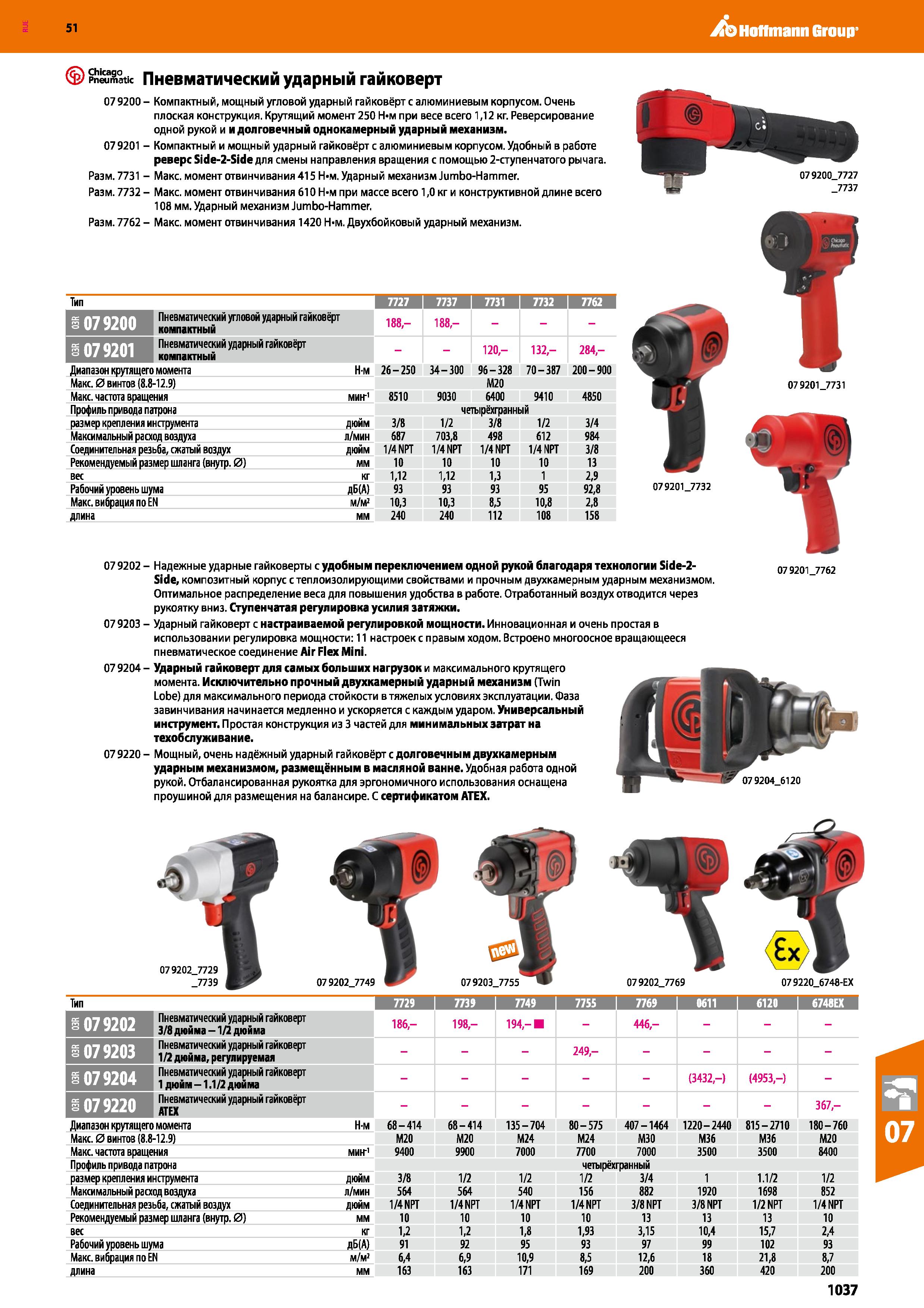 1037 Pneumatic Пневматический ударный гайковерт Hoffmann Group 51 Тип 7727 I 7737 I 7731 I 7732 I 7762 се о 079200 Пневматический угловой ударный гайк Каталог HOFFMANN GROUP 2020 Измерительный и ручной инструмент Инвентарь Абразивы Шлифовальные и отрезные круги Электроинструмент Пневмоинструмент Штангенциркули Стр. 1037