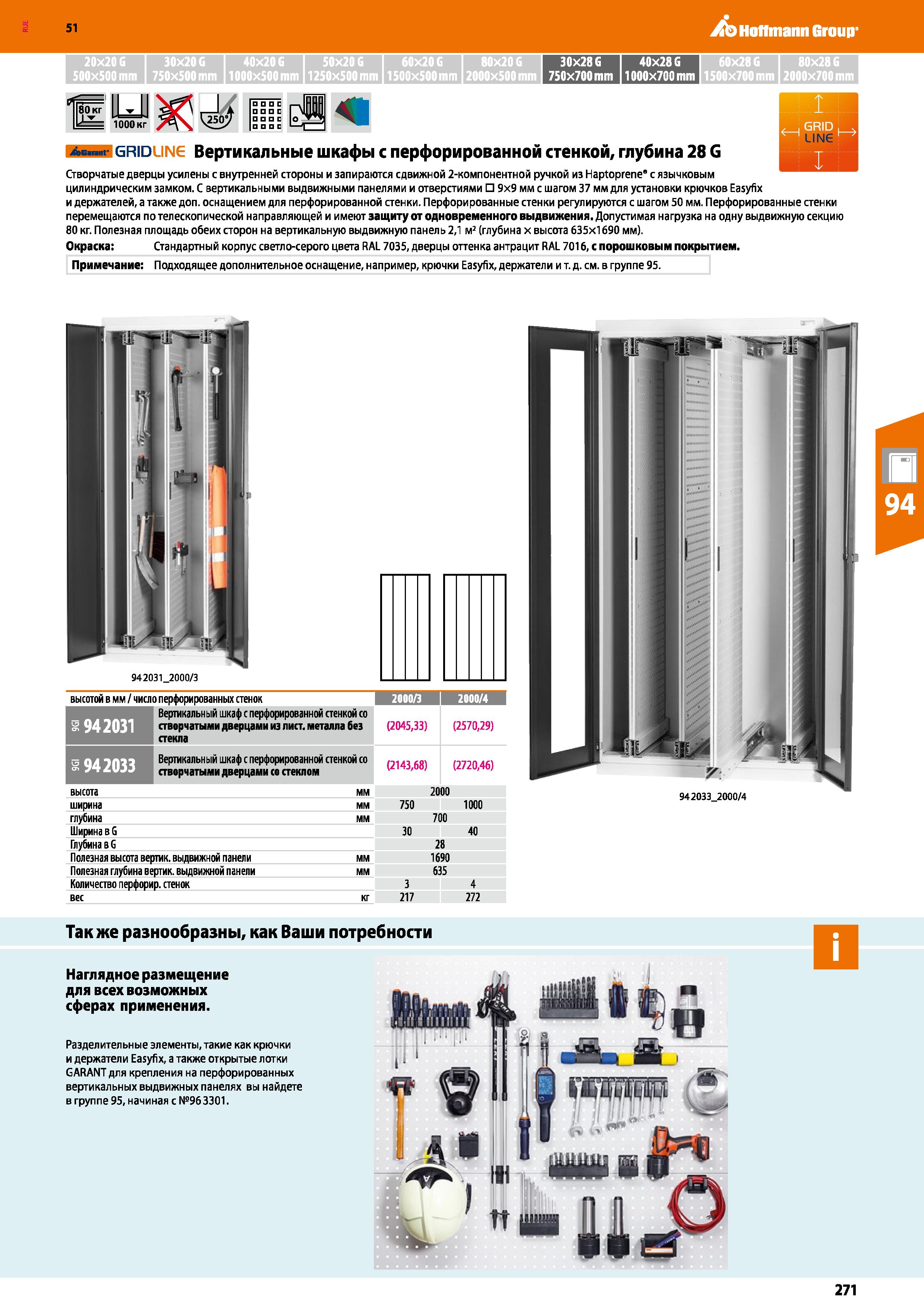 271 Hoffmann Group 51 20x206 30x20G 40x206 50x206 60x206 80x206 30x286 40x286 60x28G 80x286 500x500 mm 750x500 mm 1000x500 mm 1250x500 mm 1500x500mm Каталог HOFFMANN GROUP 2020 Промышленная мебель и складское оборудование для производств Системы хранения и транспортировки Тележки и шкафы для инструментов Стр. 271