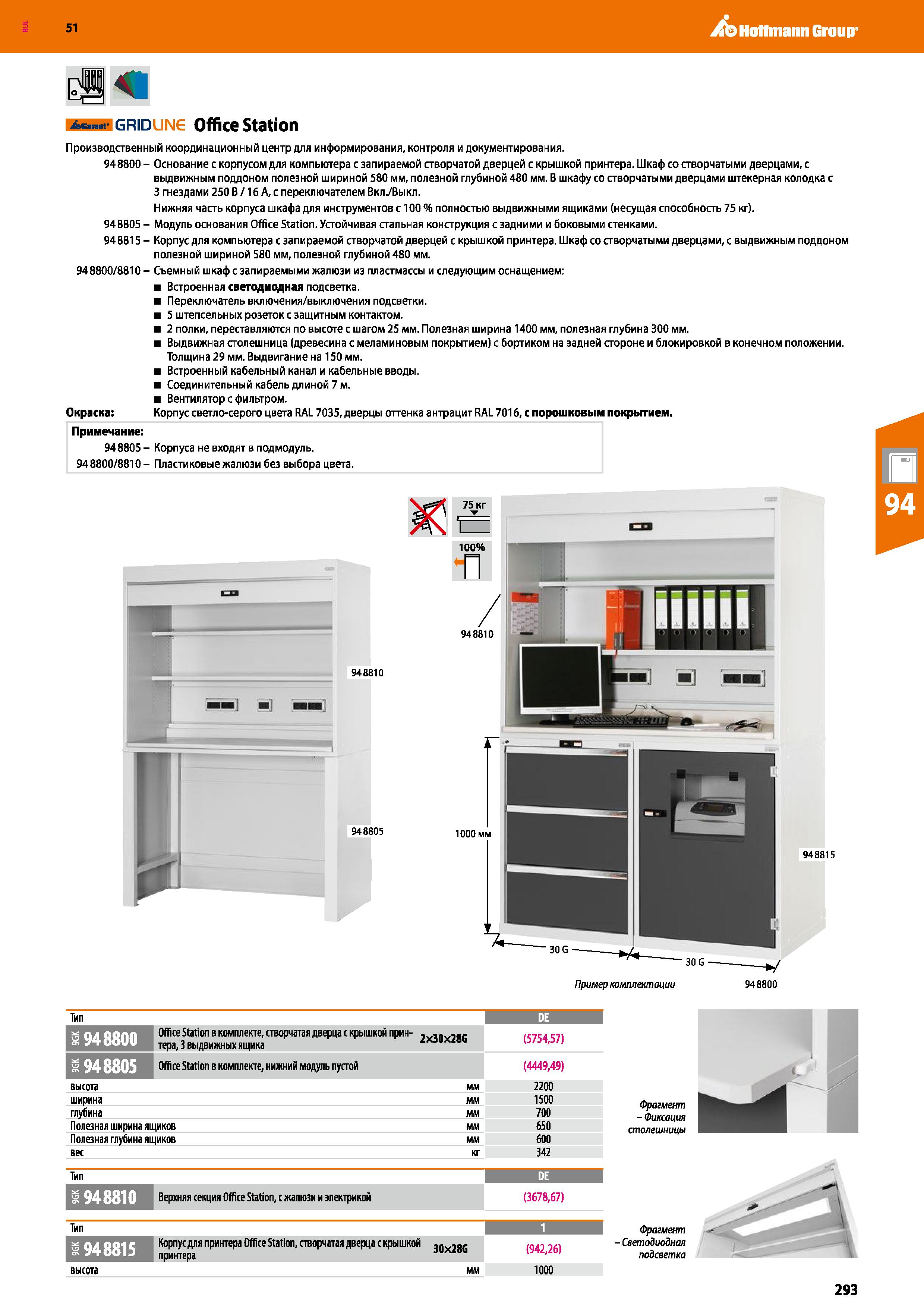 293 Hoffmann Group 51 еШ ao -grid IN Office Station Производственный координационный центр для информирования, контроля и документирования 948800 - О Каталог HOFFMANN GROUP 2020 Промышленная мебель и складское оборудование для производств Системы хранения и транспортировки Тележки и шкафы для инструментов Стр. 293