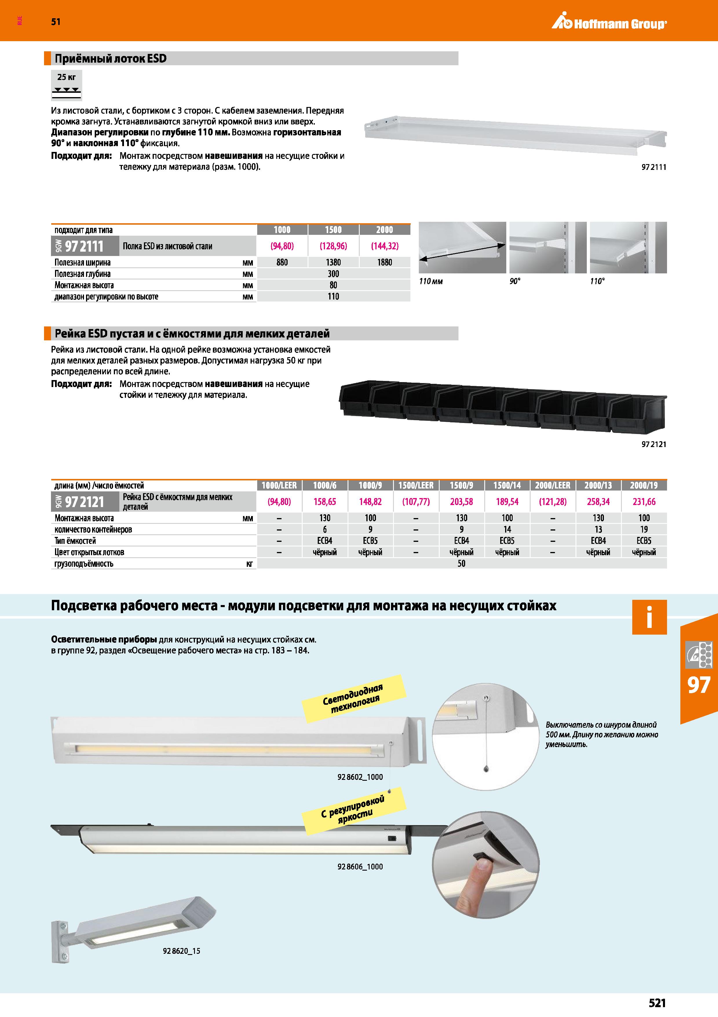 521 Hoffmann Group 51 Приёмный лоток ESD 25 кг Из листовой стали, с бортиком с 3 сторон С кабелем заземления Передняя кромка загнута Устанавливаются Каталог HOFFMANN GROUP 2020 Промышленная мебель и складское оборудование для производств Системы хранения и транспортировки Тележки и шкафы для инструментов Стр. 521