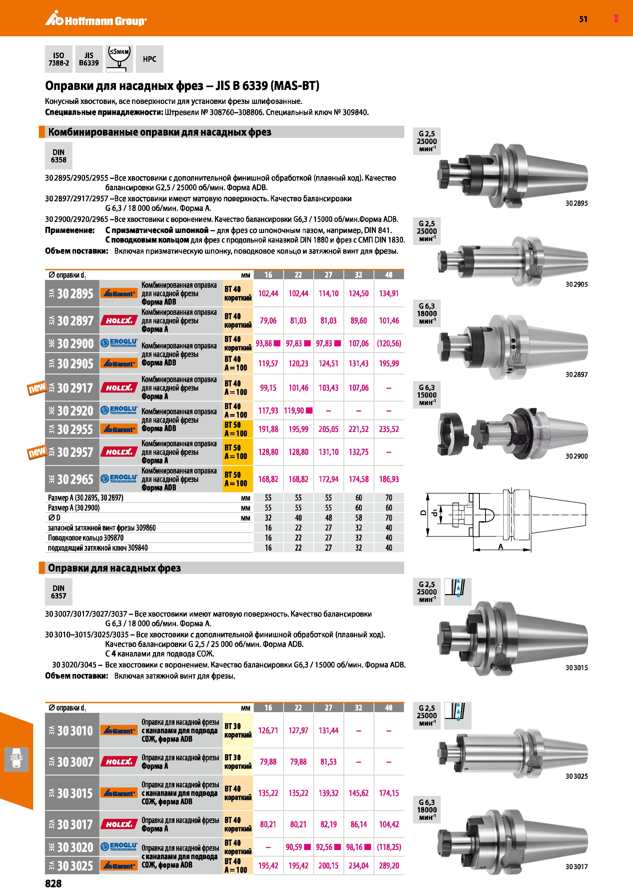 828 Hoffmann Group 51 ISO JIS 7388-2 B6339 HPC Оправки для насадных фрез - JIS В 6339 (MAS-ВТ) Конусный хвостовик, все поверхности для установки фрез Каталог HOFFMANN GROUP 2020 Режущий и вспомогательный инструмент для металлорежущих станков с ЧПУ и универсальных Сверла Фрезы Метчики Резцы Развертки Оснастка инструментальная Стр. 828