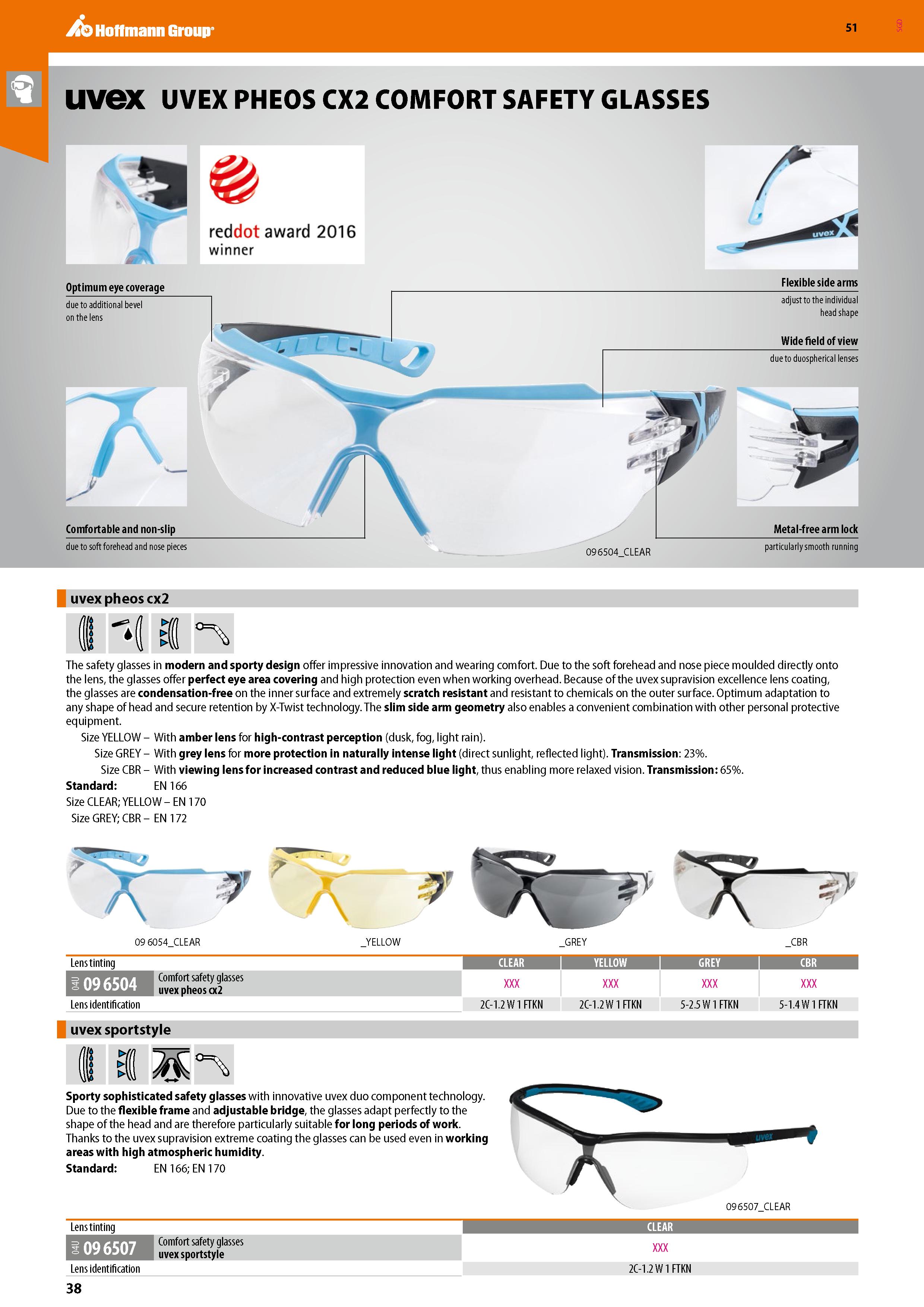 38 due to soft forehead and nose pieces 096504 CLEAR particularly smooth running uvex pheos cx2 8 nf 3S The safety glasses in modern and sporty desi Каталог HOFFMANN GROUP 2020 Средства индивидуальной защиты органов зрения дыхания кожи СИЗ от поражения электрическим током шума Защитные перчатки Очки Специальная одежда Стр. 38
