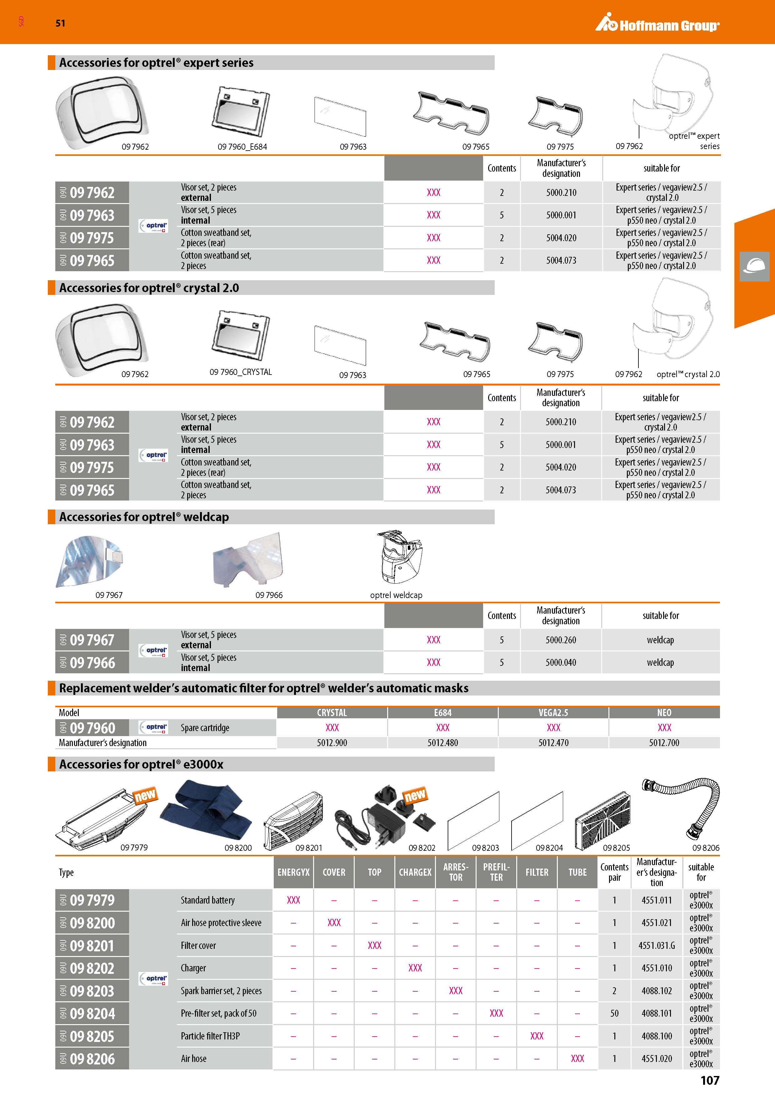 107 SGD Hoffmann Group 51 Accessories for optrel expert series 09 7962 09 7960 E684 09 7963 09 7965 09 7975 rv 09 7962 optrel expert series Contents Каталог HOFFMANN GROUP 2020 Средства индивидуальной защиты органов зрения дыхания кожи СИЗ от поражения электрическим током шума Защитные перчатки Очки Специальная одежда Стр. 107