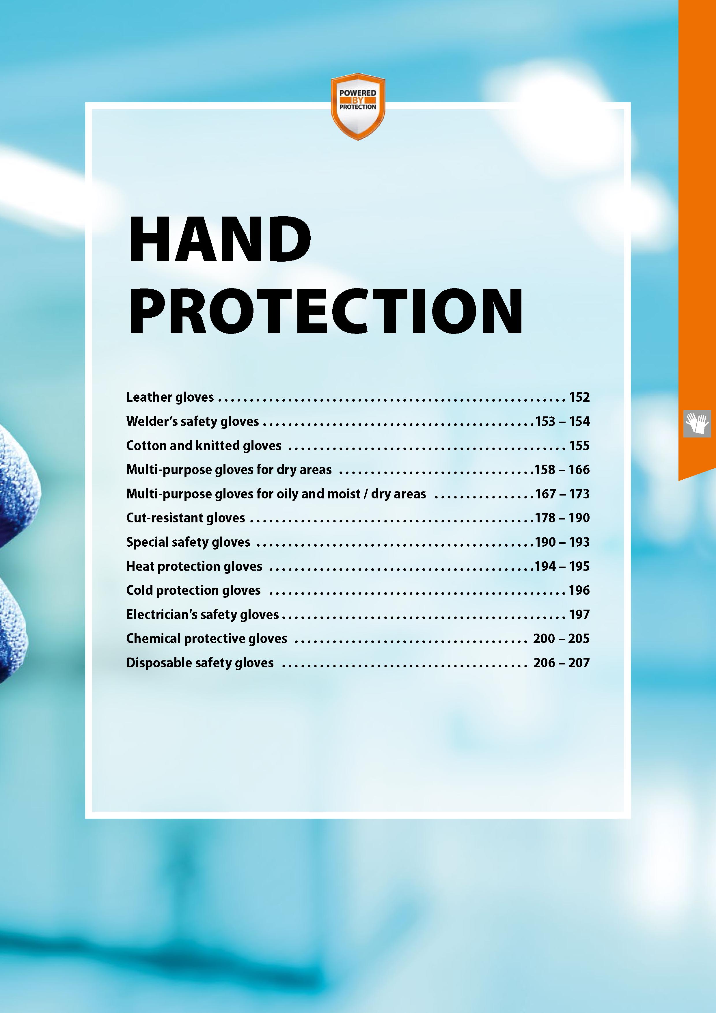 145 HAND PROTECTION Leather gloves 152 Welder's safety gloves 153 - 154 Cotton and knitted gloves 155 Multi-purpose gloves for dry areas 158 - 166 Mu Каталог HOFFMANN GROUP 2020 Средства индивидуальной защиты органов зрения дыхания кожи СИЗ от поражения электрическим током шума Защитные перчатки Очки Специальная одежда Стр. 145