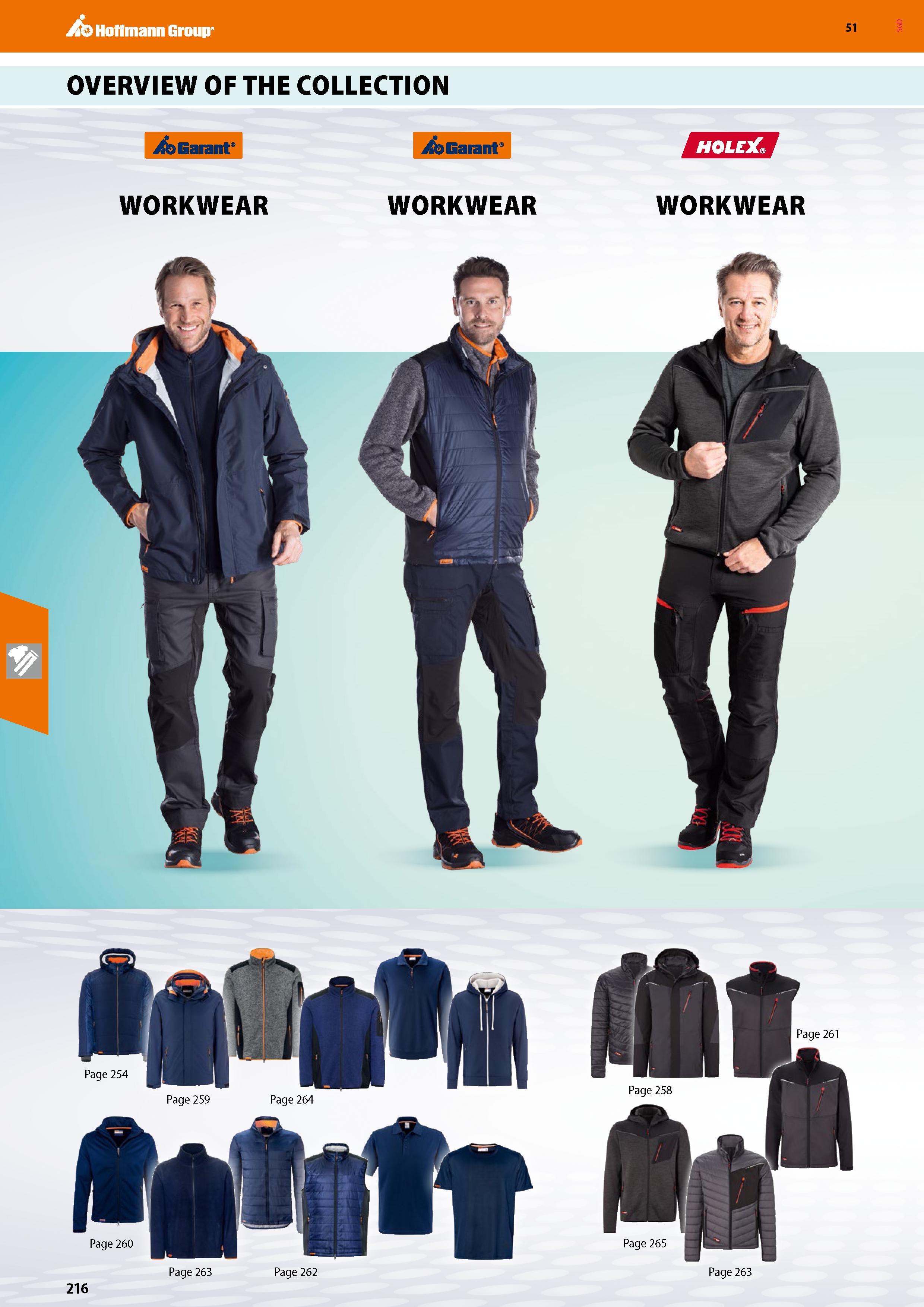 216 Hoffmann Group 51 OVERVIEW OF THE COLLECTION i Gaiant' WORKWEAR /bGarant WORKWEAR cnsss WORKWEAR Page 263 Page 262 Page 263 216 SGD Каталог HOFFMANN GROUP 2020 Средства индивидуальной защиты органов зрения дыхания кожи СИЗ от поражения электрическим током шума Защитные перчатки Очки Специальная одежда Стр. 216