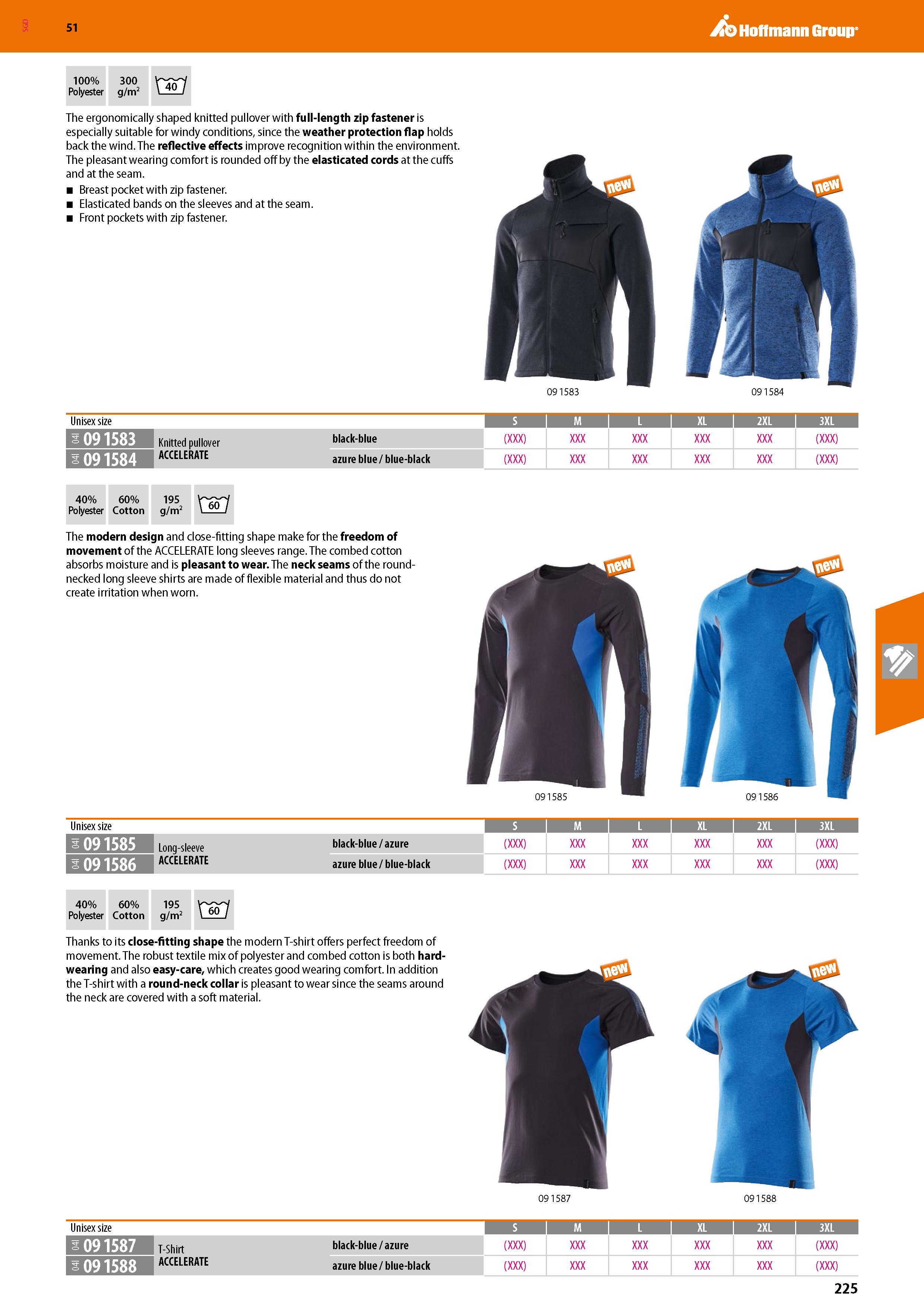 225 SGD Hoffmann Group 51 100% 300 Polyester g/m2 \ 40 I The ergonomically shaped knitted pullover with full-length zip fastener is especially suitab Каталог HOFFMANN GROUP 2020 Средства индивидуальной защиты органов зрения дыхания кожи СИЗ от поражения электрическим током шума Защитные перчатки Очки Специальная одежда Стр. 225